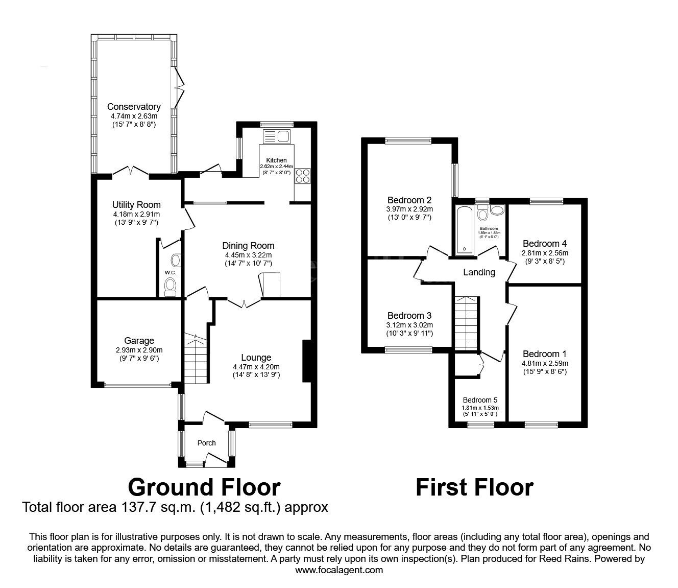 Floorplan of 5 bedroom Semi Detached House for sale, Derwent Close, North Anston, South Yorkshire, S25