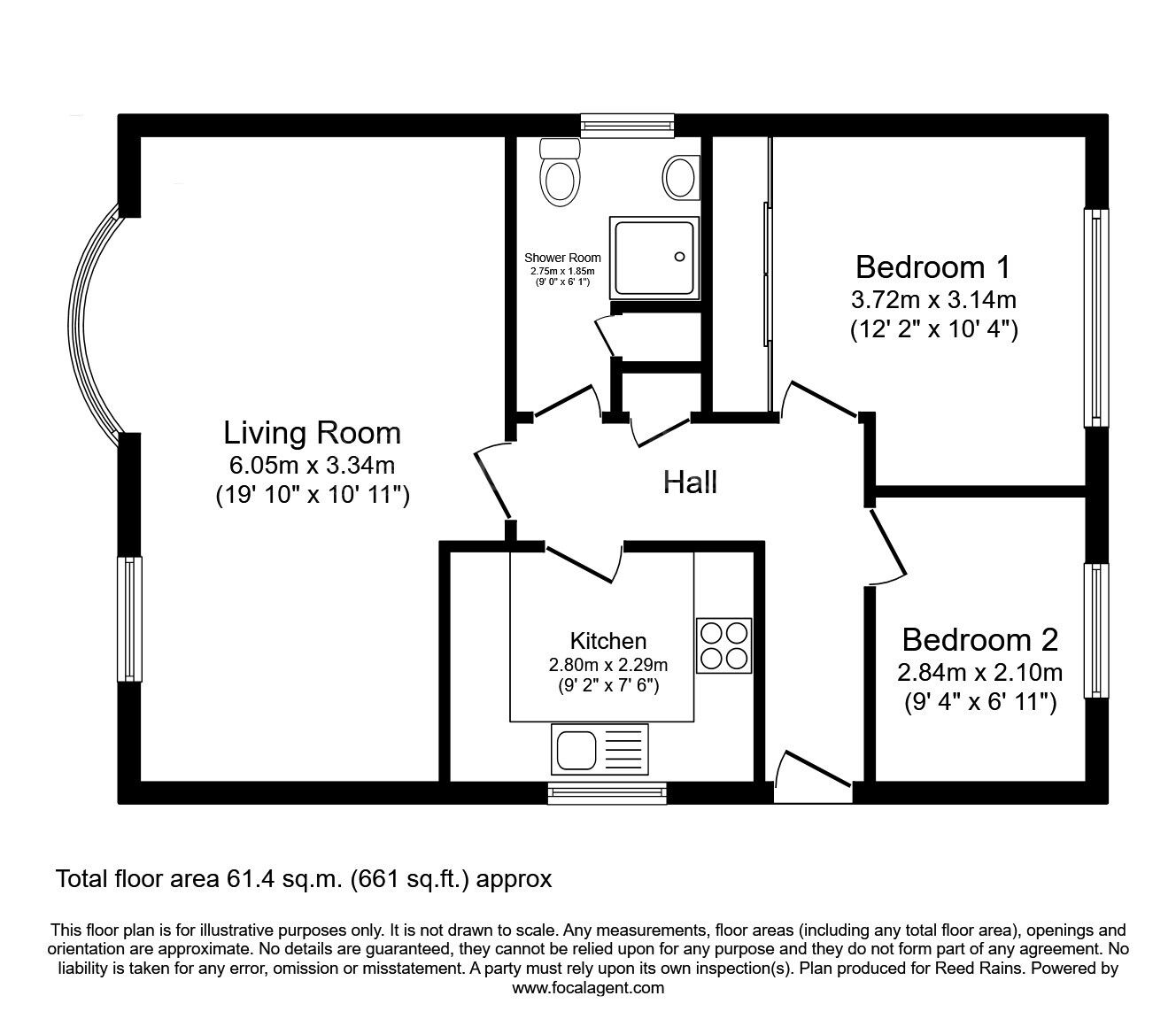 Floorplan of 2 bedroom Detached Bungalow for sale, Lonsdale Close, North Anston, South Yorkshire, S25