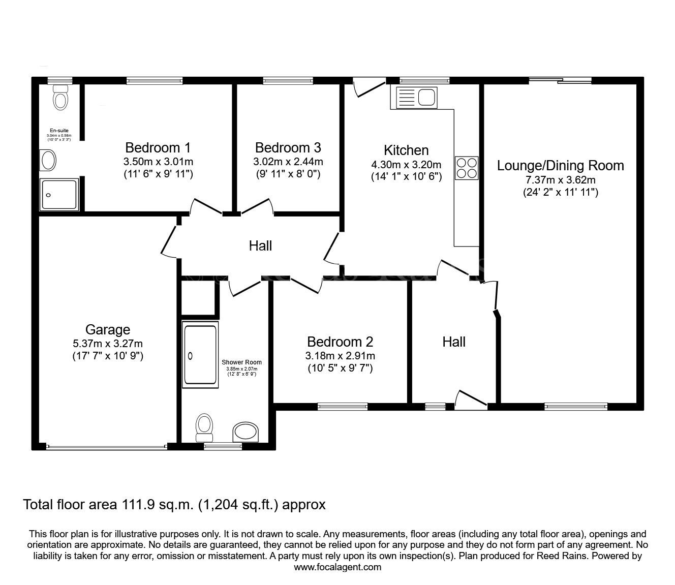 Floorplan of 3 bedroom Detached Bungalow for sale, Church Lane, Dinnington, South Yorkshire, S25