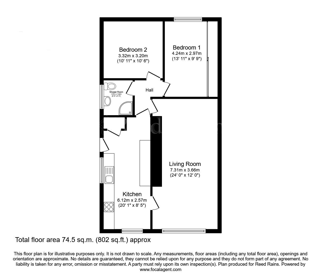 Floorplan of 2 bedroom Detached Bungalow for sale, Hoades Avenue, Woodsetts, South Yorkshire, S81