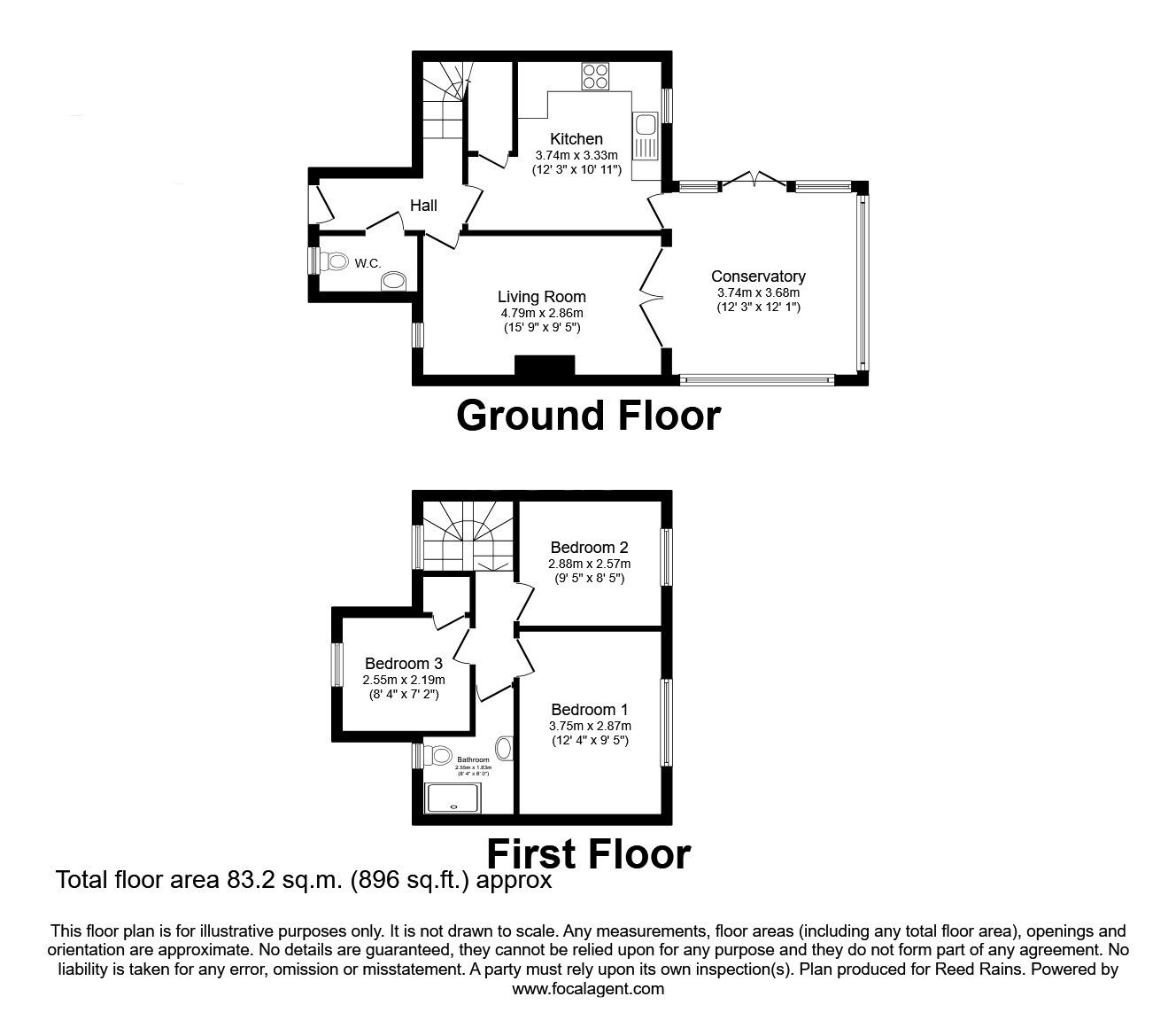Floorplan of 3 bedroom Detached House for sale, Euston Way, Dinnington, South Yorkshire, S25