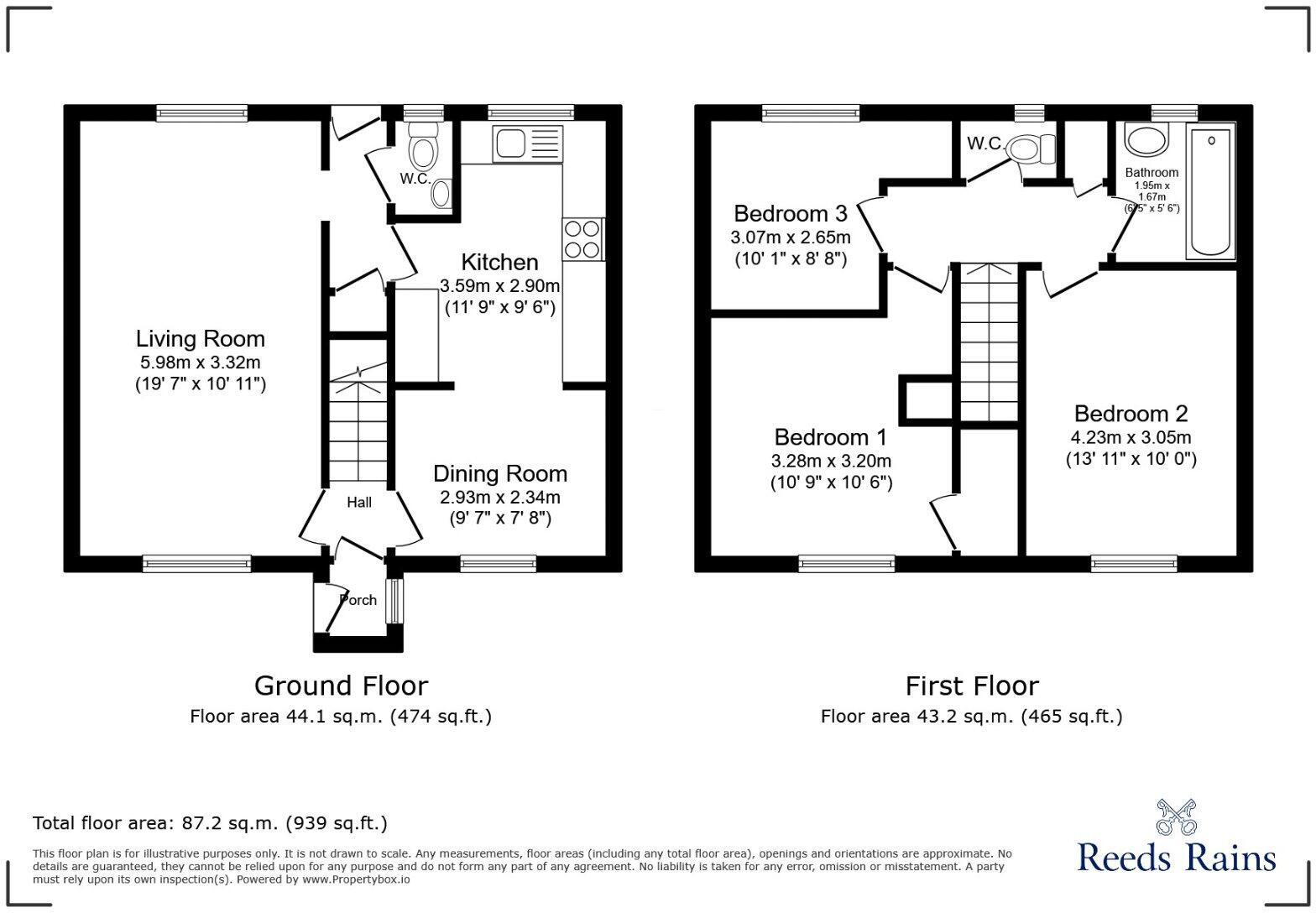 Floorplan of 3 bedroom Mid Terrace House for sale, Rotherham Baulk, Carlton-in-Lindrick, Nottinghamshire, S81