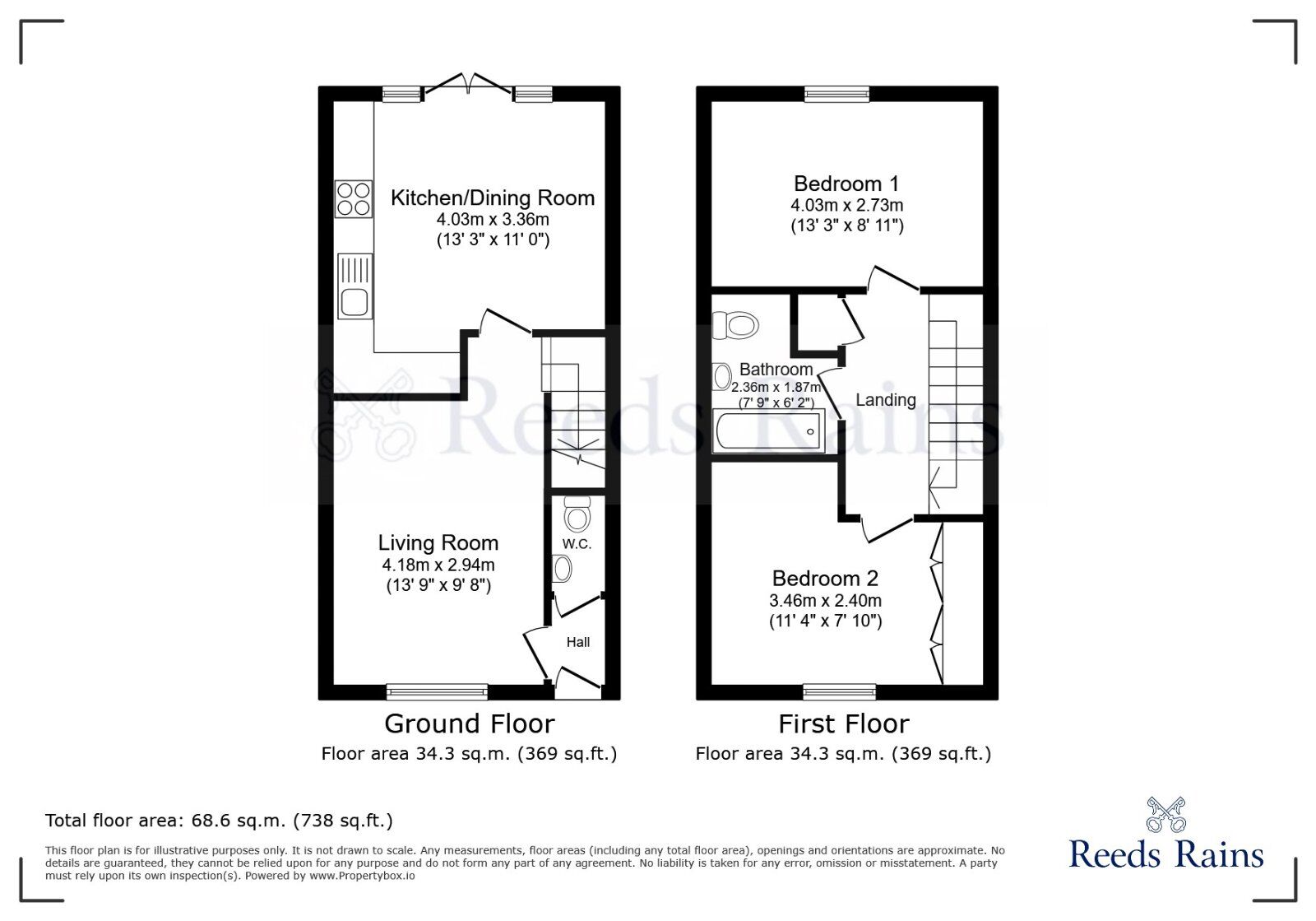 Floorplan of 2 bedroom Semi Detached House to rent, Pheasant Close, Gateford, Nottinghamshire, S81