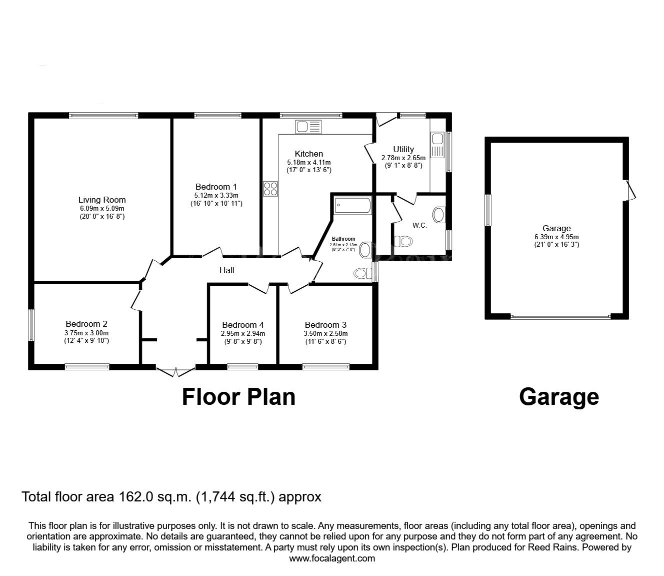 Floorplan of 4 bedroom Detached Bungalow for sale, Ladyfield Road, Kiveton Park Station, South Yorkshire, S26