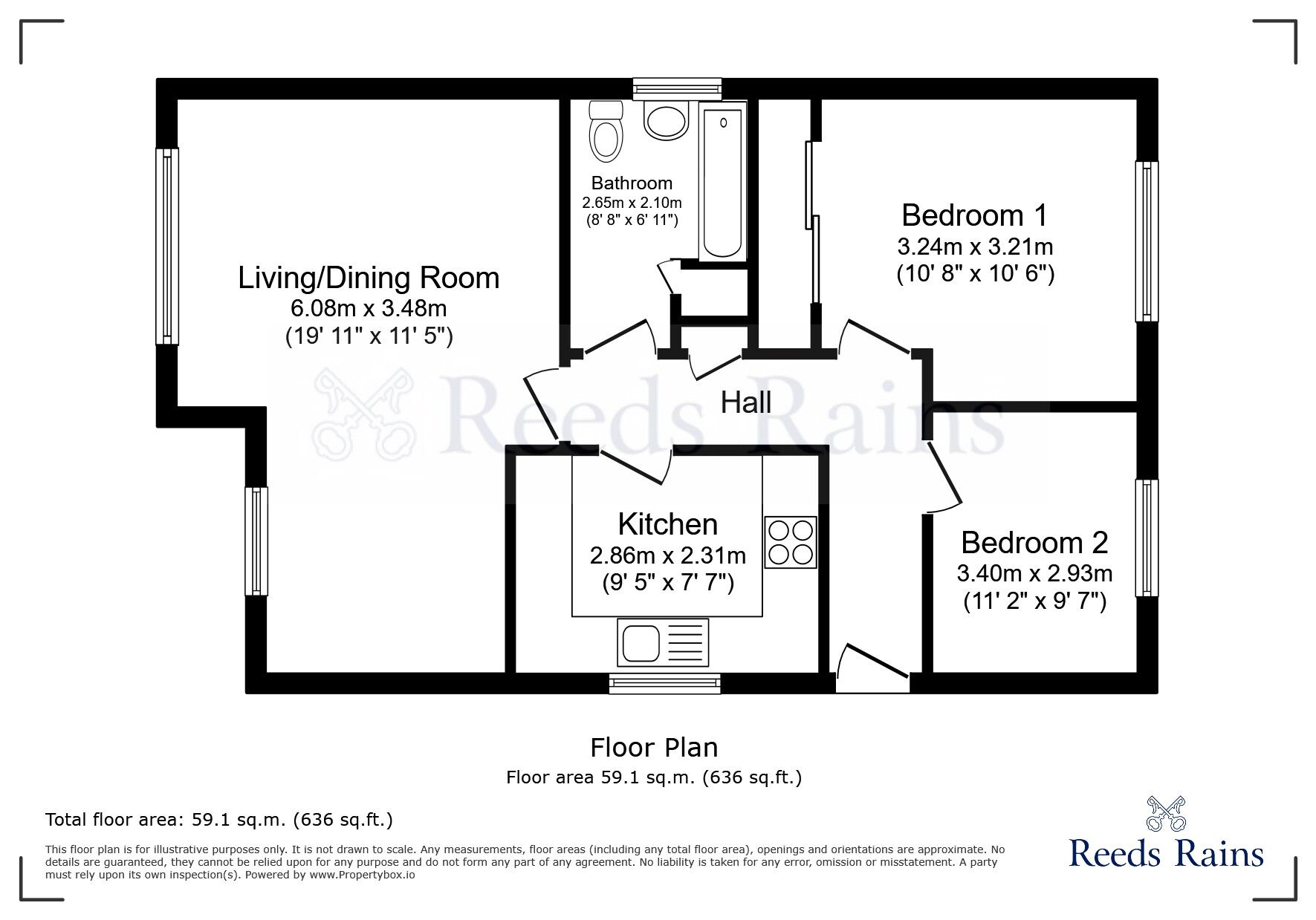 Floorplan of 2 bedroom Detached Bungalow for sale, Appleby Walk, North Anston, South Yorkshire, S25