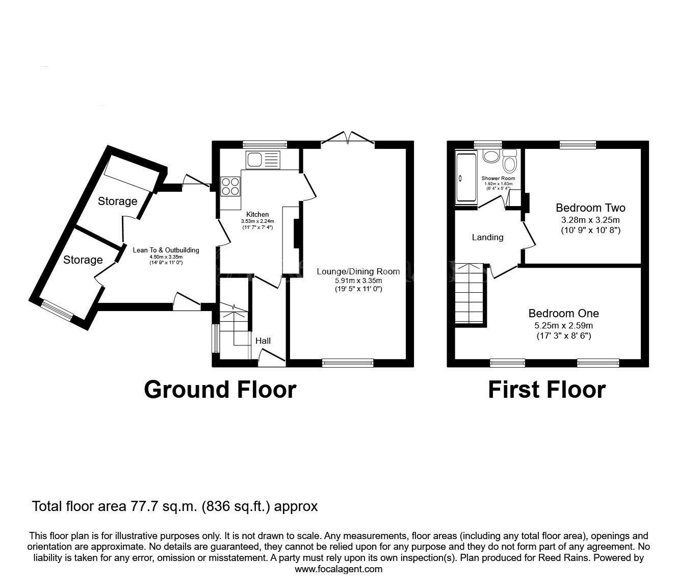 Floorplan of 2 bedroom Semi Detached House to rent, Locksley Drive, Thurcroft, South Yorkshire, S66