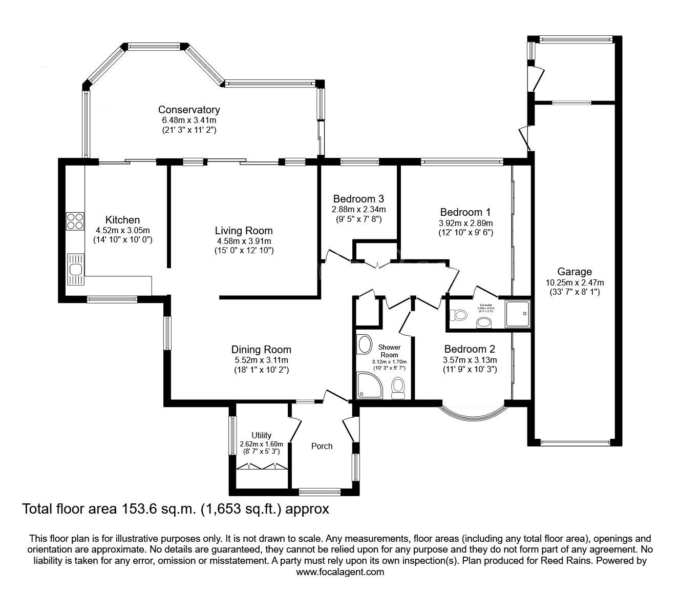 Floorplan of 3 bedroom Detached Bungalow for sale, The Meadows, Todwick, South Yorkshire, S26