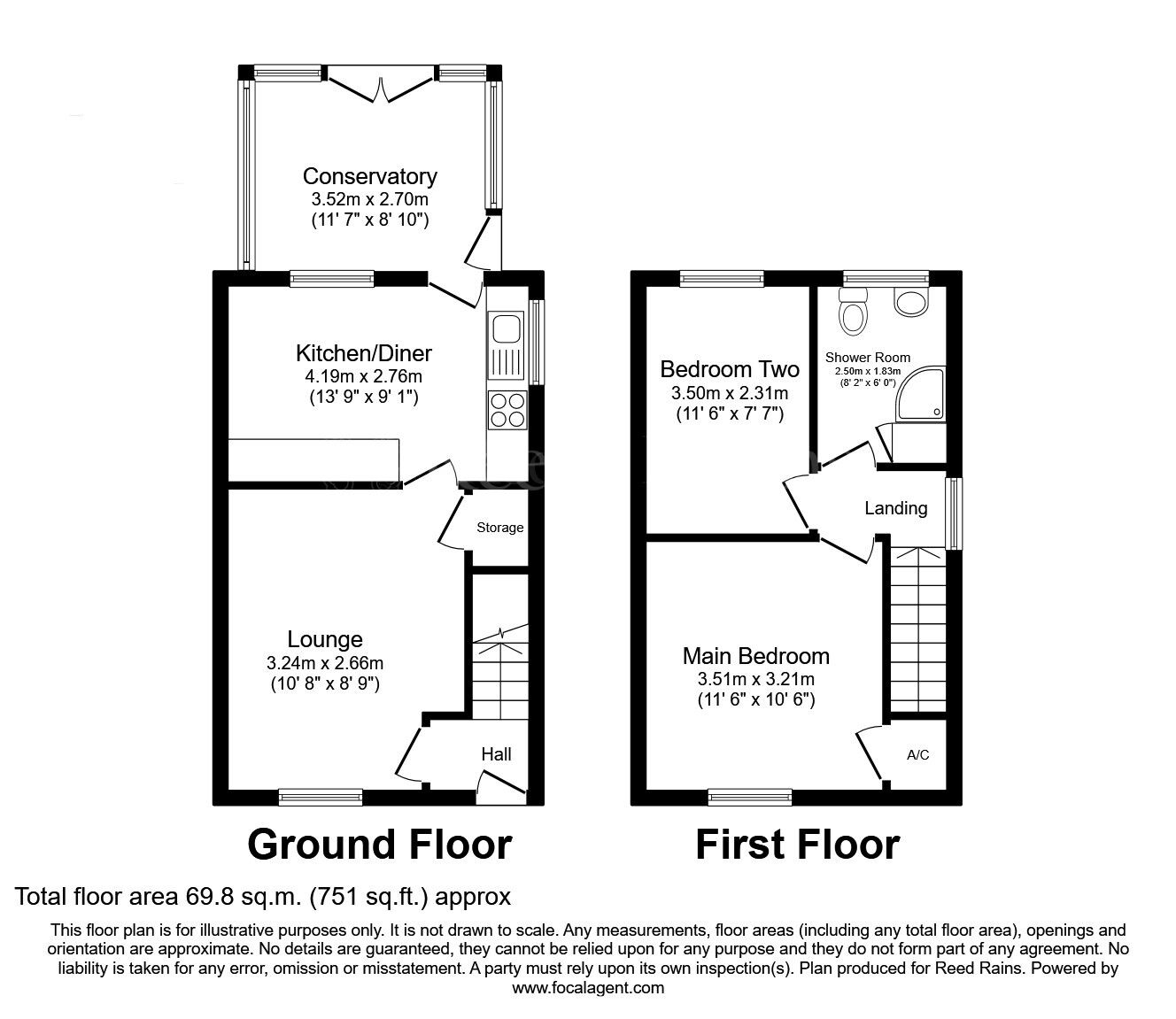 Floorplan of 2 bedroom Semi Detached House for sale, Caldbeck Place, North Anston, South Yorkshire, S25