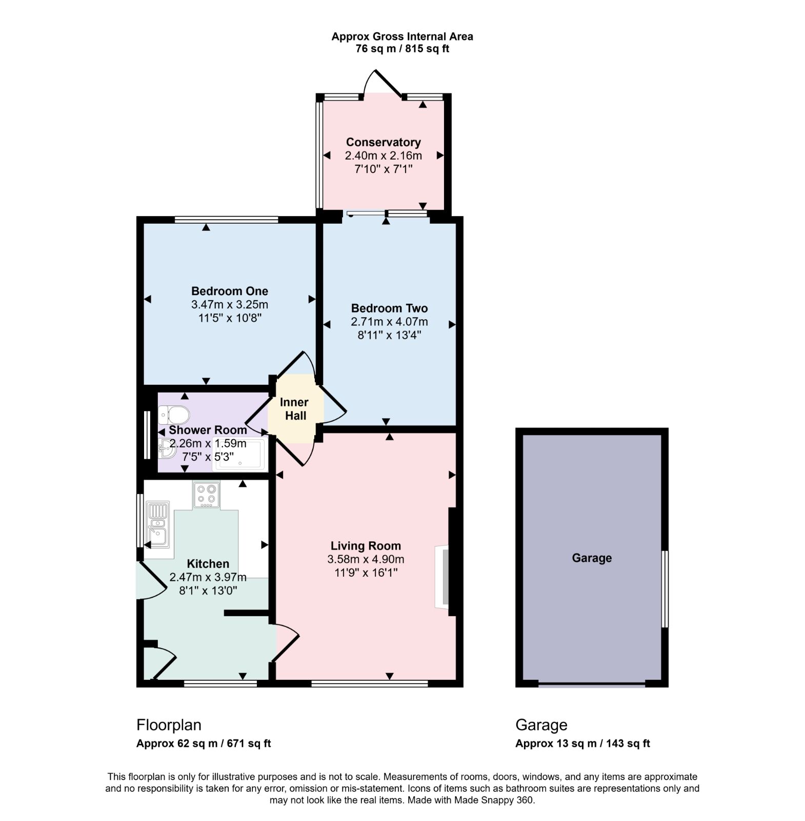 Floorplan of 2 bedroom Semi Detached Bungalow to rent, Broom Grove, South Anston, South Yorkshire, S25