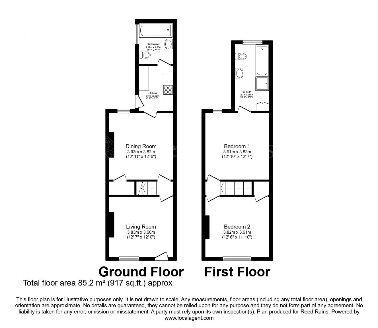 Floorplan of 2 bedroom End Terrace House for sale, Church Lane, Dinnington, South Yorkshire, S25