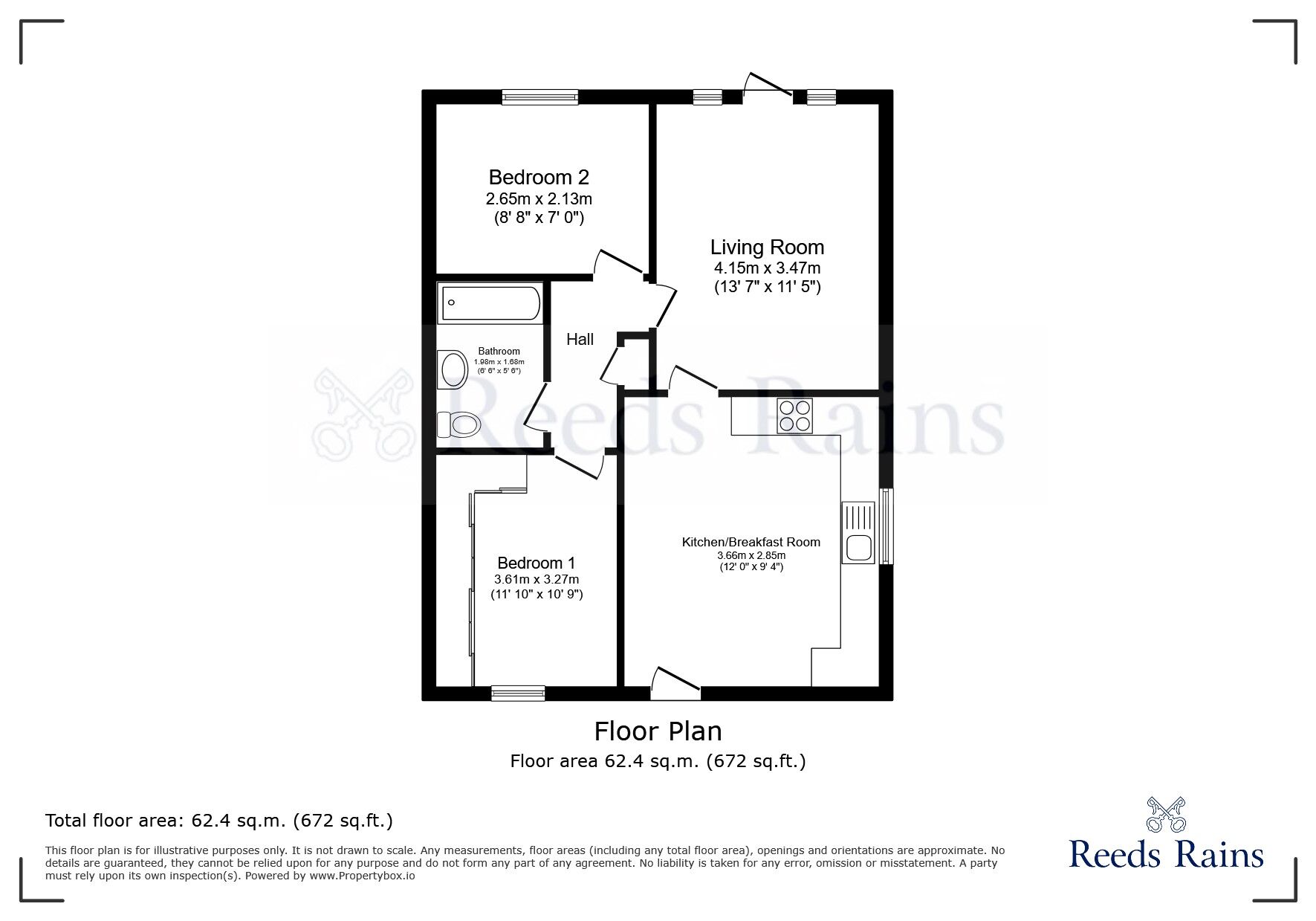 Floorplan of 2 bedroom Detached Bungalow for sale, Pennyholme Close, Kiveton Park, South Yorkshire, S26