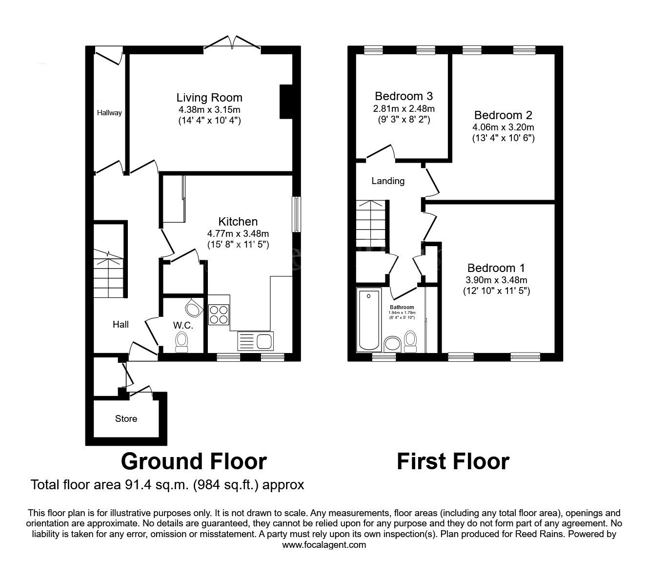 Floorplan of 3 bedroom Semi Detached House for sale, Woodland Drive, North Anston, South Yorkshire, S25