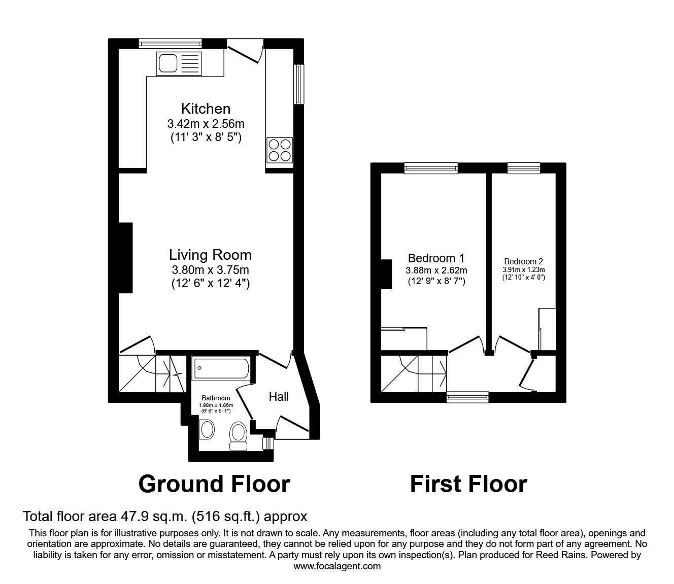 Floorplan of 2 bedroom End Terrace House to rent, Sheffield Road, Blyth, Nottinghamshire, S81