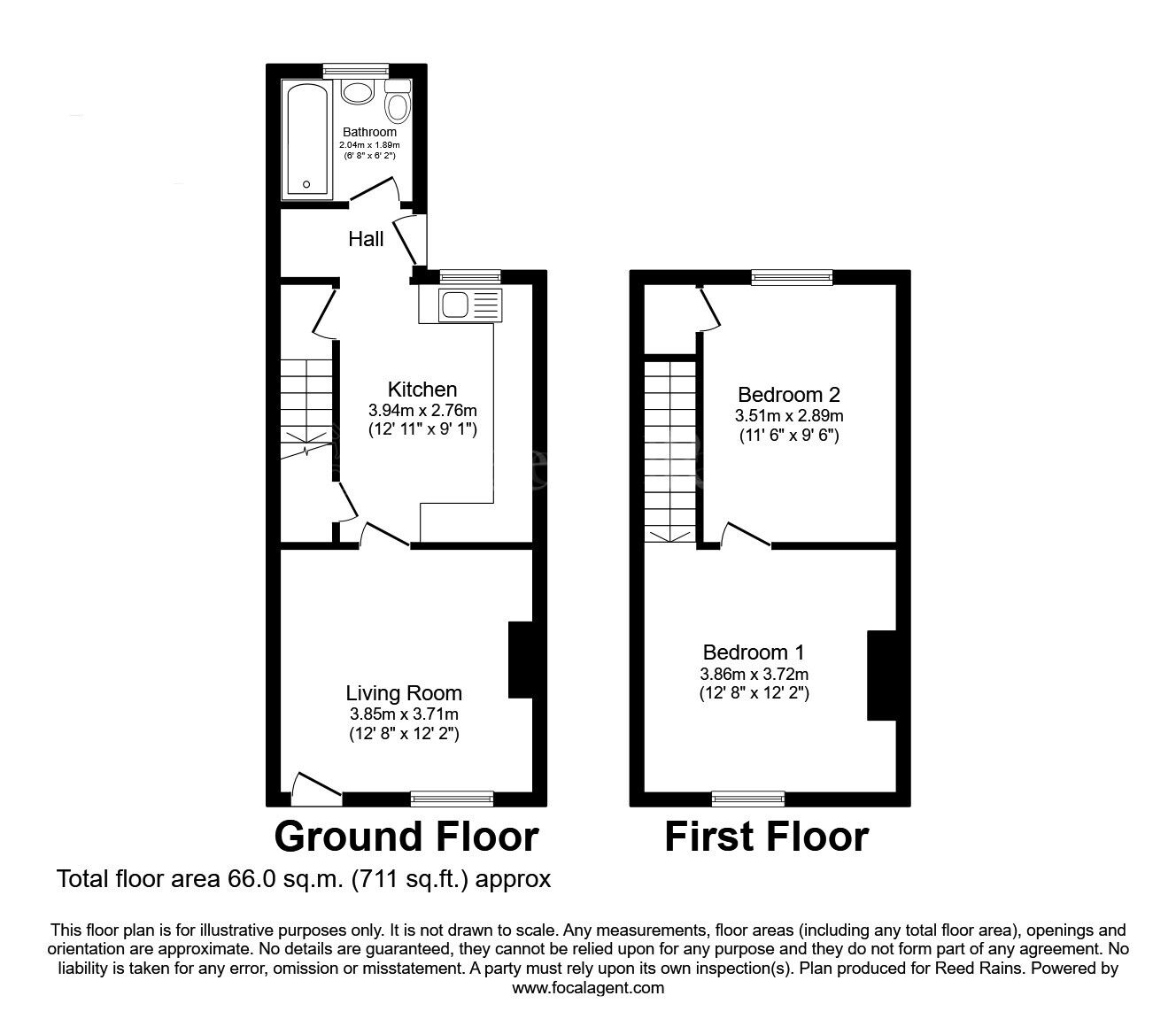 Floorplan of 2 bedroom End Terrace House for sale, Victoria Street, Dinnington, South Yorkshire, S25