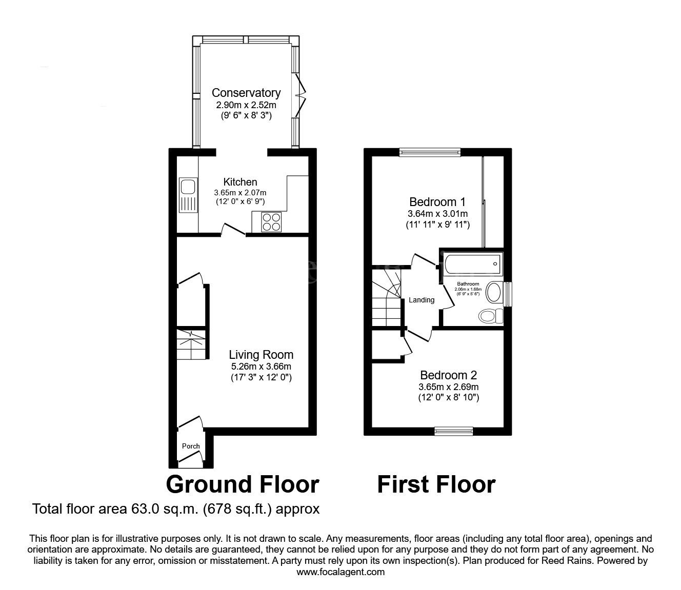 Floorplan of 2 bedroom Semi Detached House for sale, Poynton Drive, Dinnington, South Yorkshire, S25