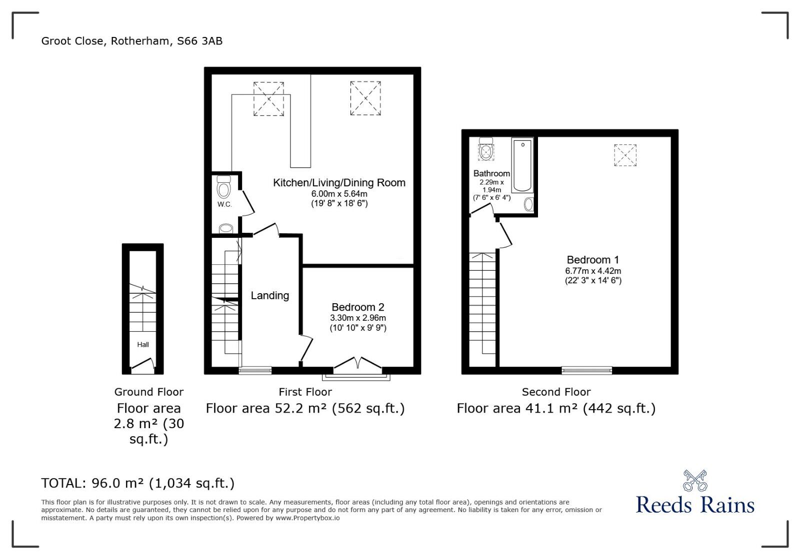 Floorplan of 2 bedroom Flat to rent, Groot Close, Sunnyside, South Yorkshire, S66
