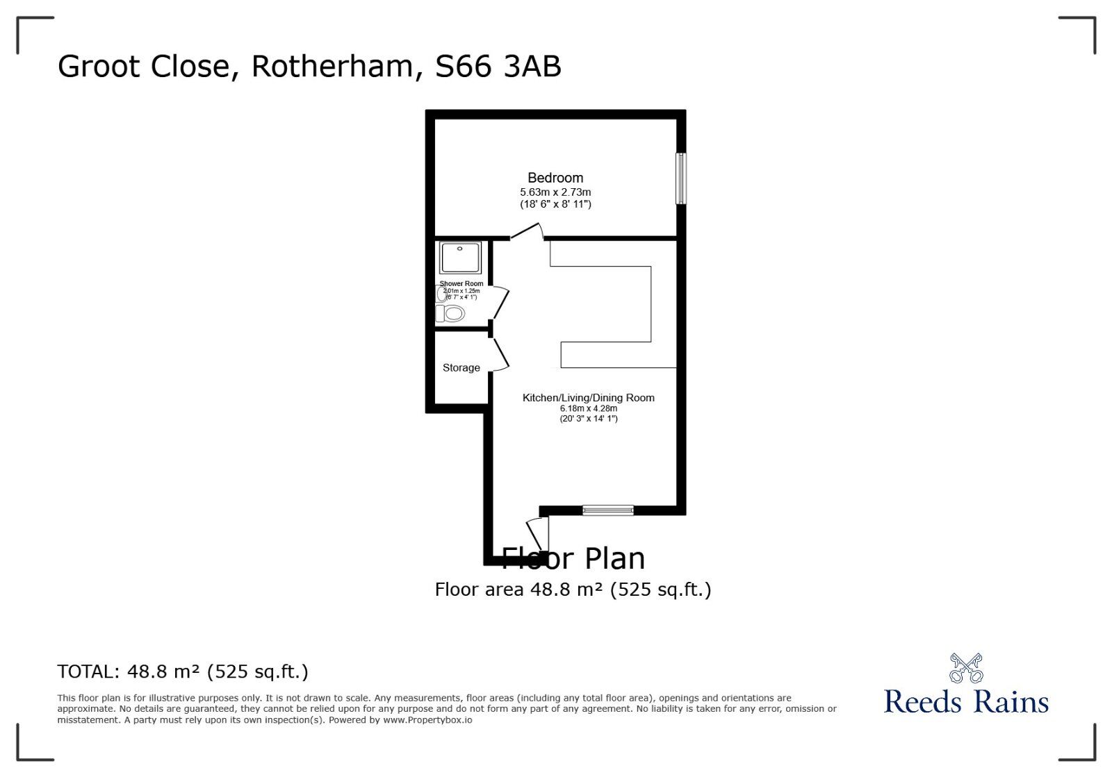 Floorplan of 1 bedroom Flat to rent, Groot Close, Sunnyside, South Yorkshire, S66