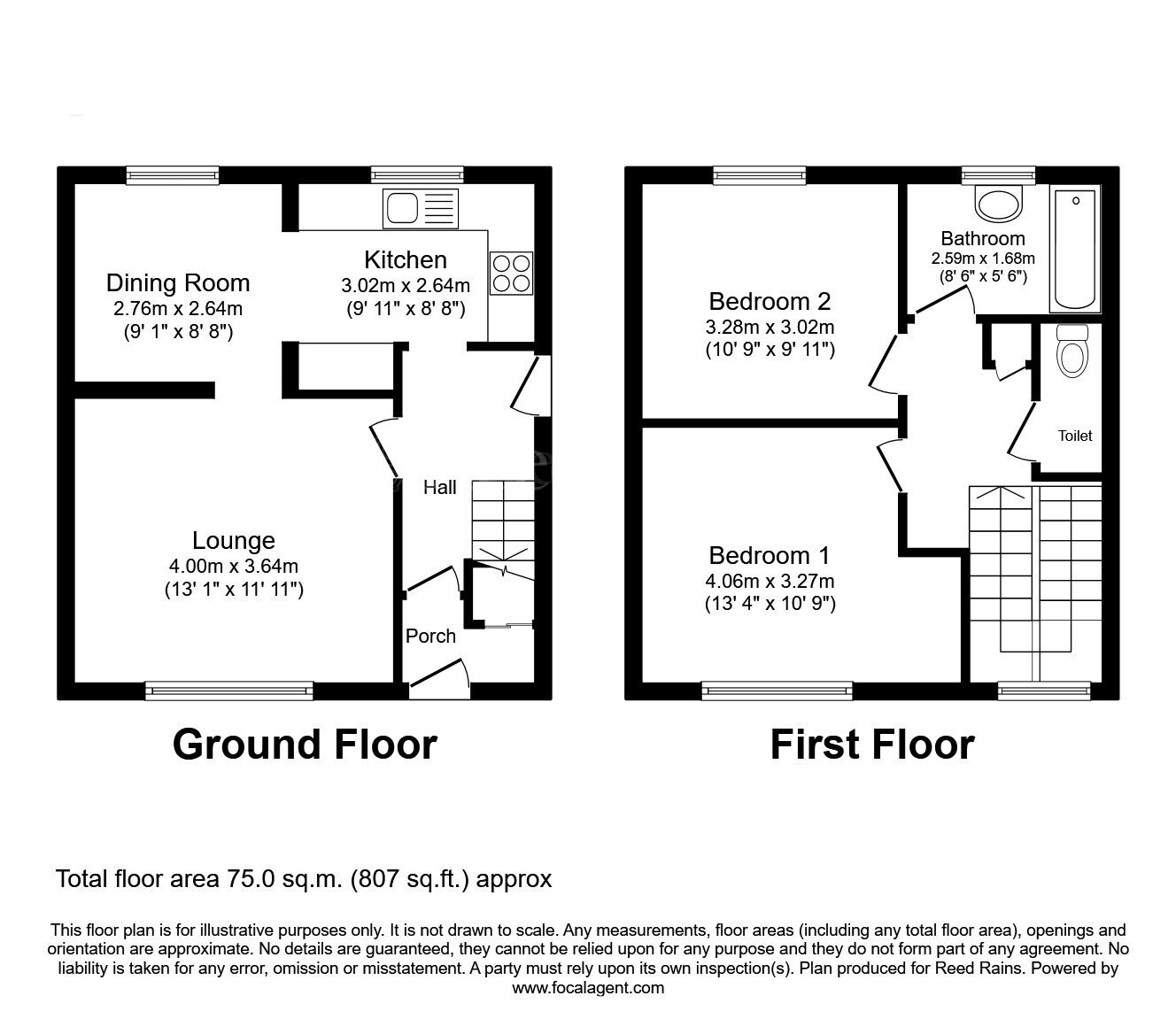 Floorplan of 2 bedroom Semi Detached House for sale, High Nook Road, Dinnington, South Yorkshire, S25