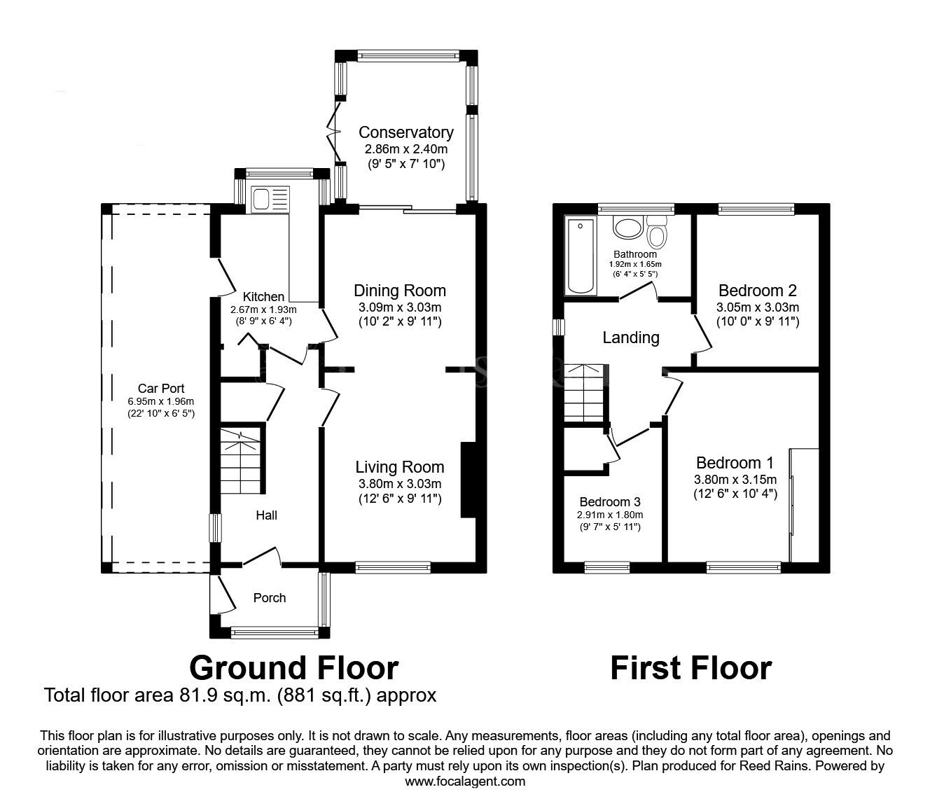 Floorplan of 3 bedroom Semi Detached House for sale, The Oval, North Anston, South Yorkshire, S25