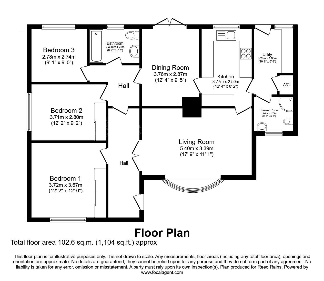 Floorplan of 3 bedroom Detached Bungalow for sale, High Ash Drive, South Anston, South Yorkshire, S25