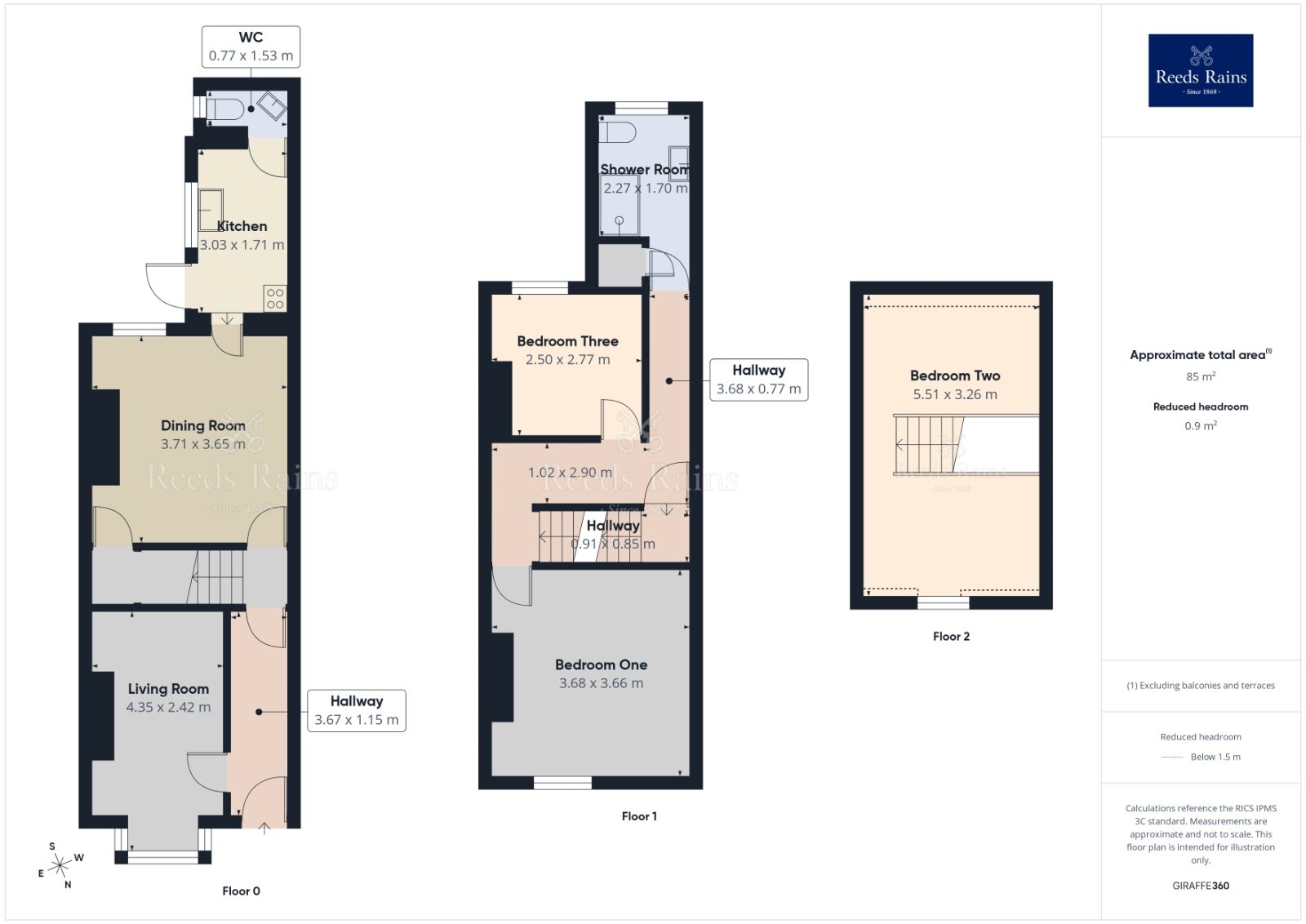 Floorplan of 3 bedroom End Terrace House to rent, Clinton Street, Worksop, Nottinghamshire, S80