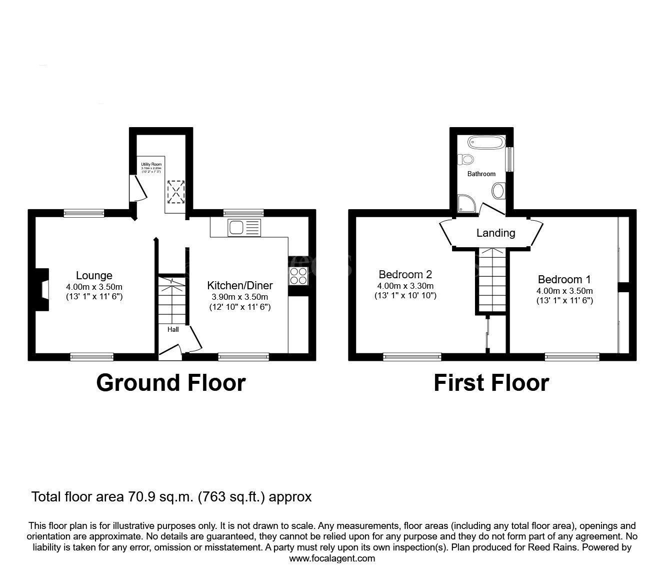 Floorplan of 2 bedroom Mid Terrace House for sale, Hooton Lane, Laughton, South Yorkshire, S25