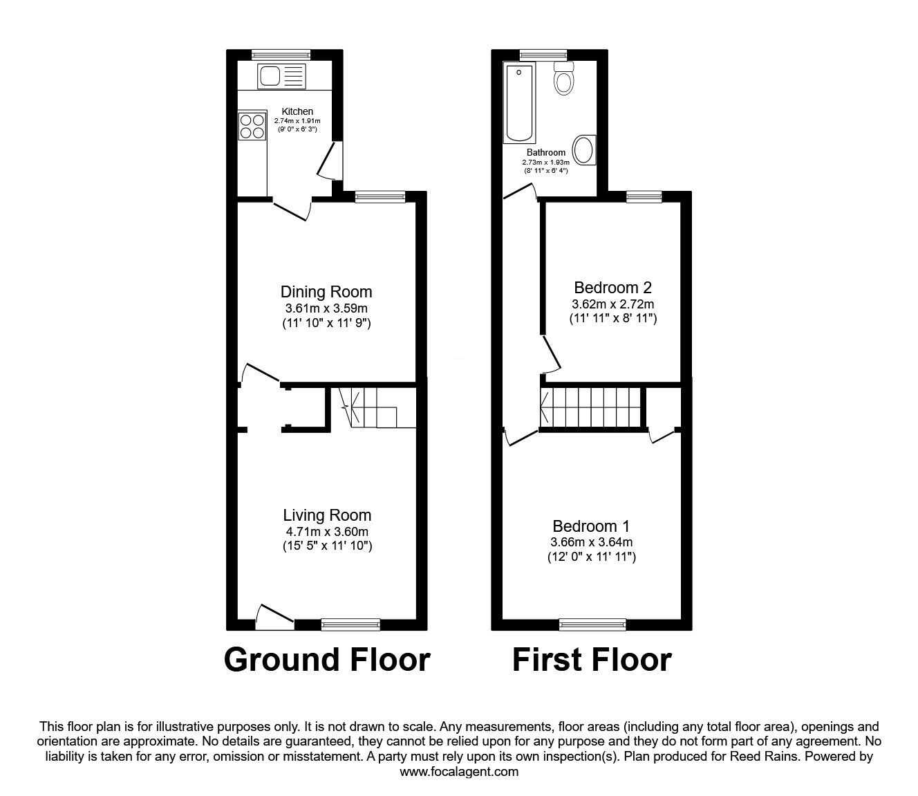 Floorplan of 2 bedroom Mid Terrace House for sale, Foljambe Road, Rotherham, South Yorkshire, S65