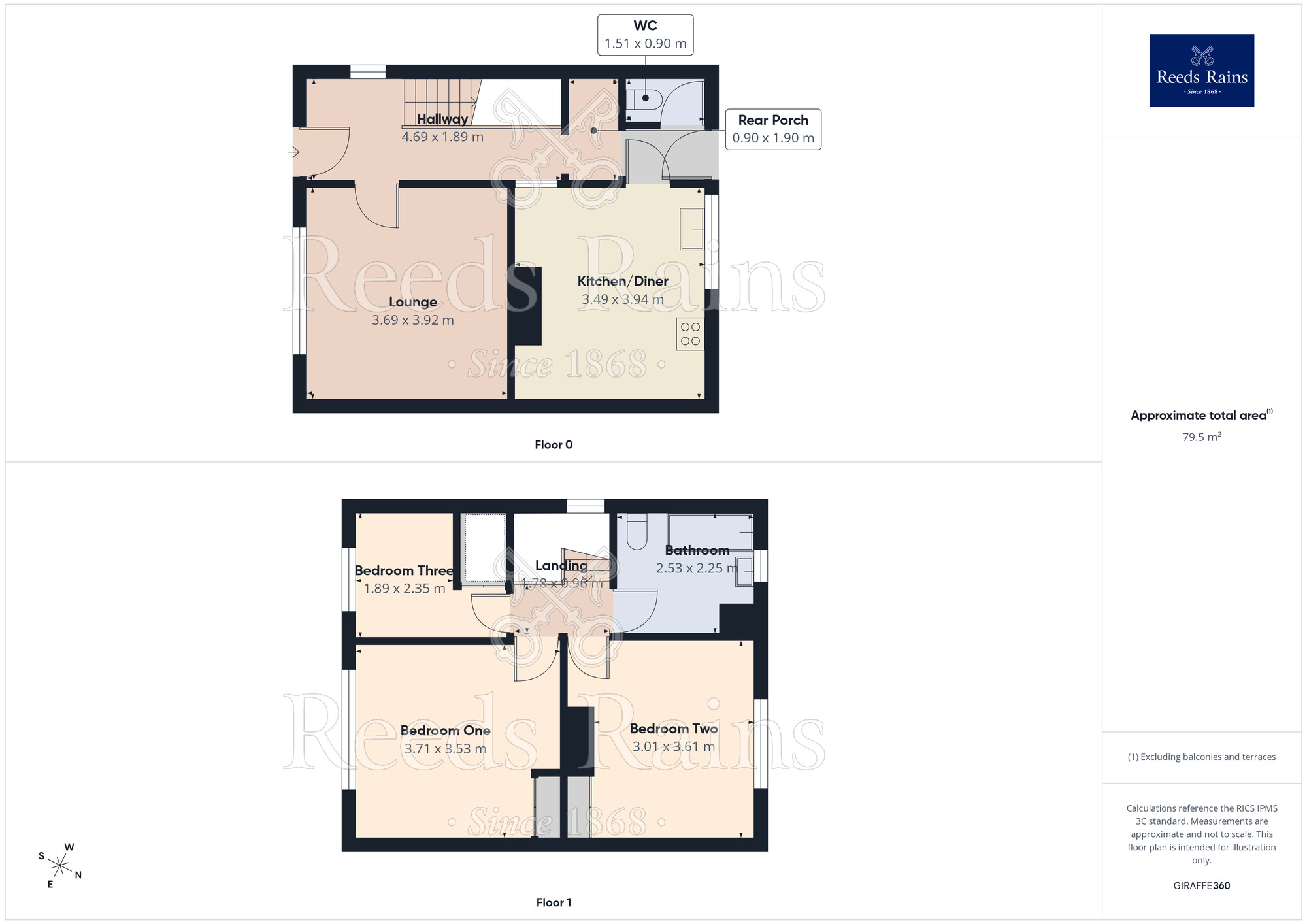 Floorplan of 3 bedroom Semi Detached House for sale, Manor Road, Dinnington, South Yorkshire, S25