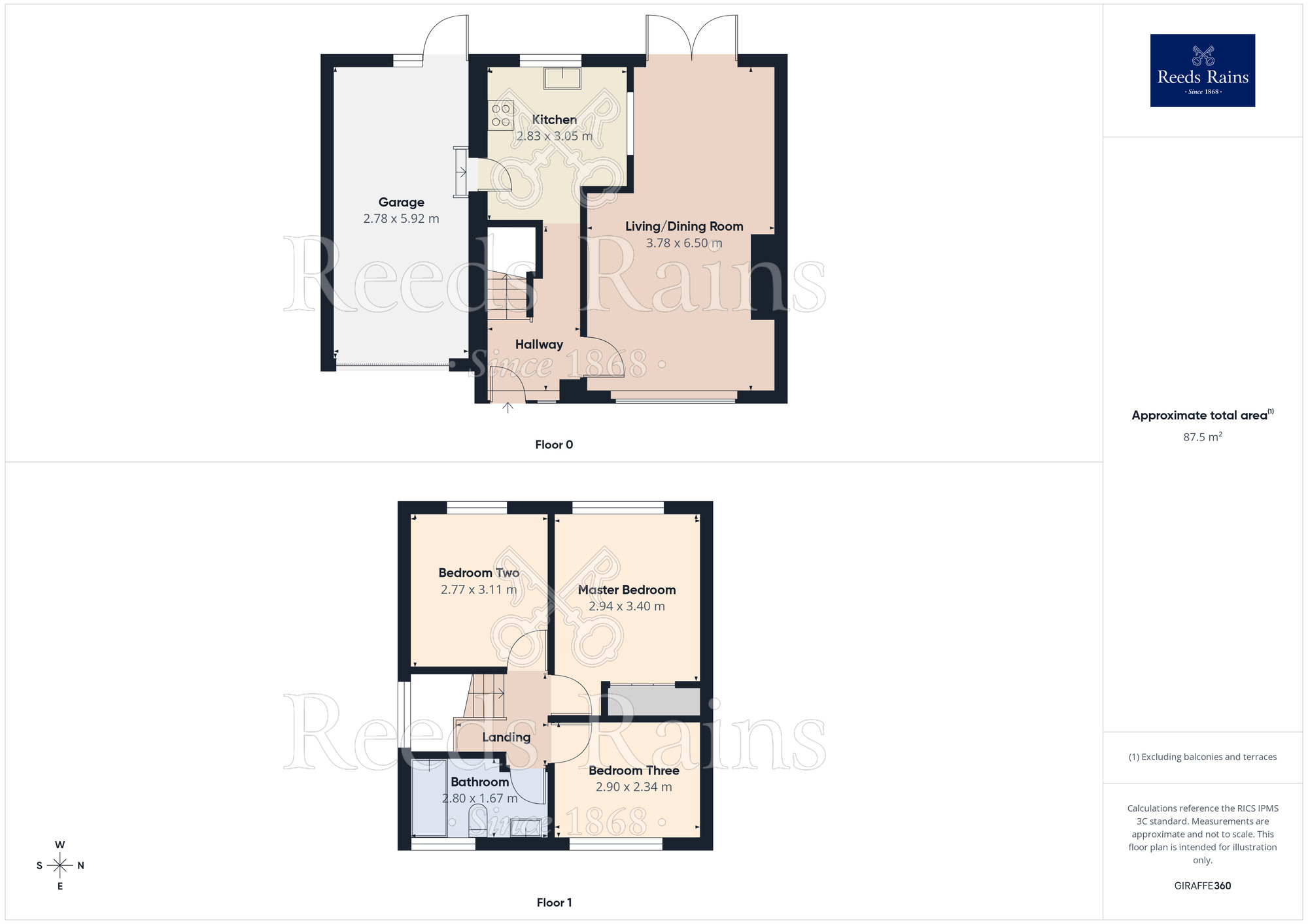 Floorplan of 3 bedroom Link Detached House for sale, Laburnum Close, South Anston, South Yorkshire, S25