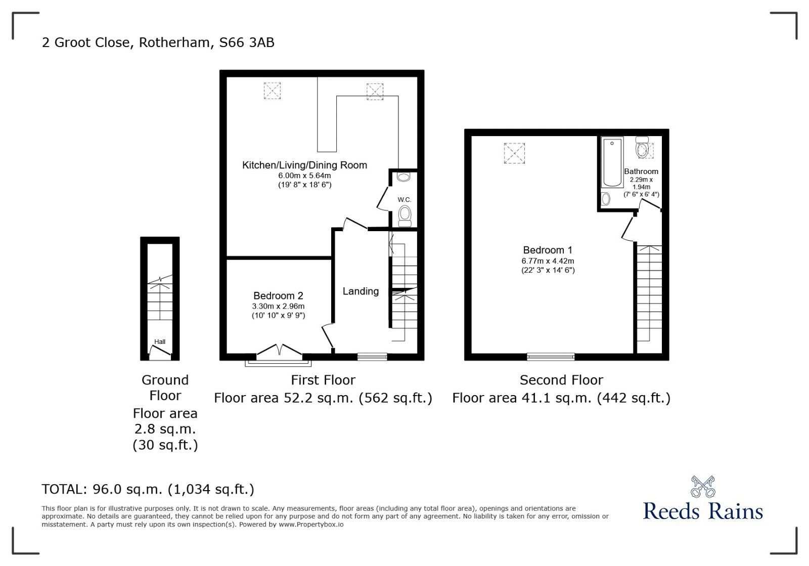 Floorplan of 2 bedroom Flat to rent, Groot Close, Sunnyside, South Yorkshire, S66