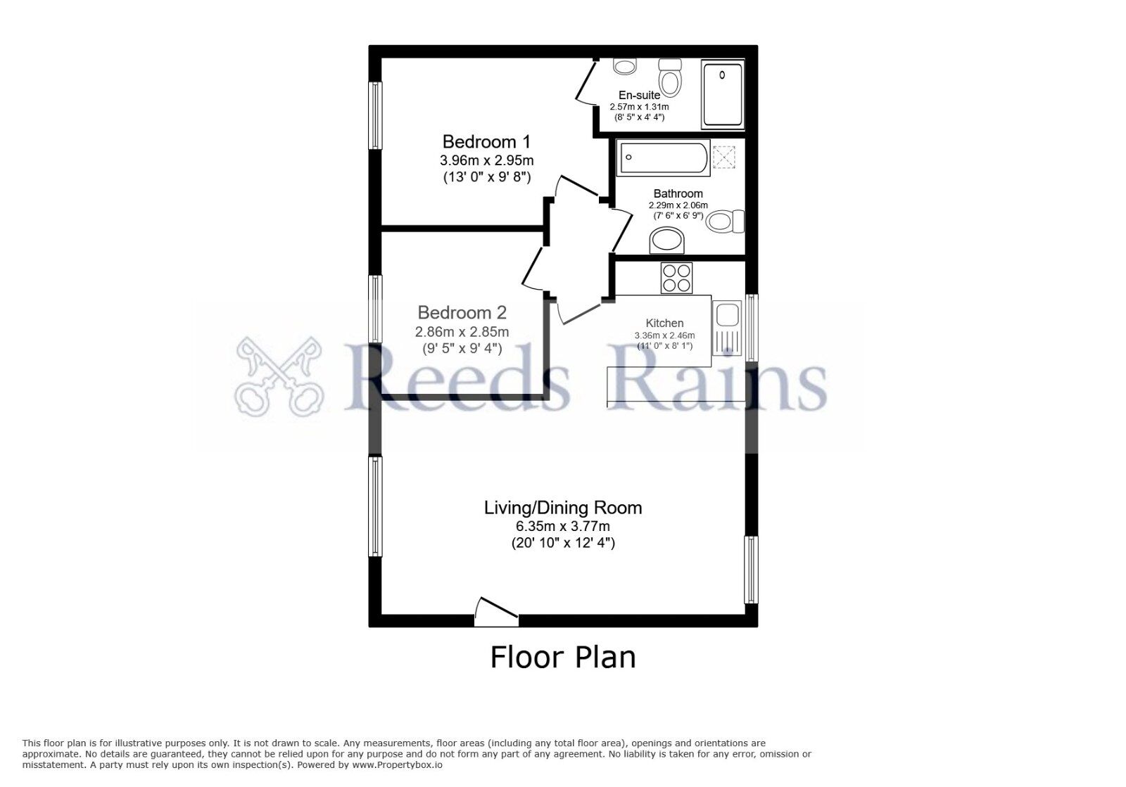 Floorplan of 2 bedroom Flat for sale, Barleycroft Lane, Dinnington, South Yorkshire, S25