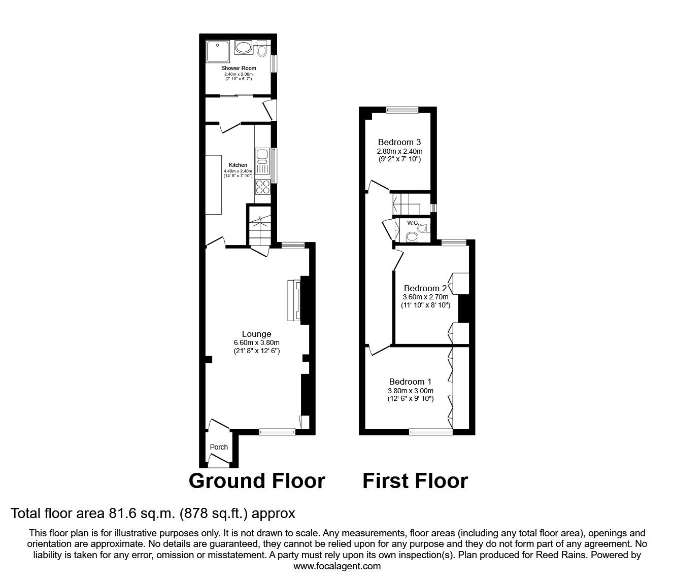 Floorplan of 3 bedroom Mid Terrace House for sale, Scarsdale Street, Dinnington, South Yorkshire, S25