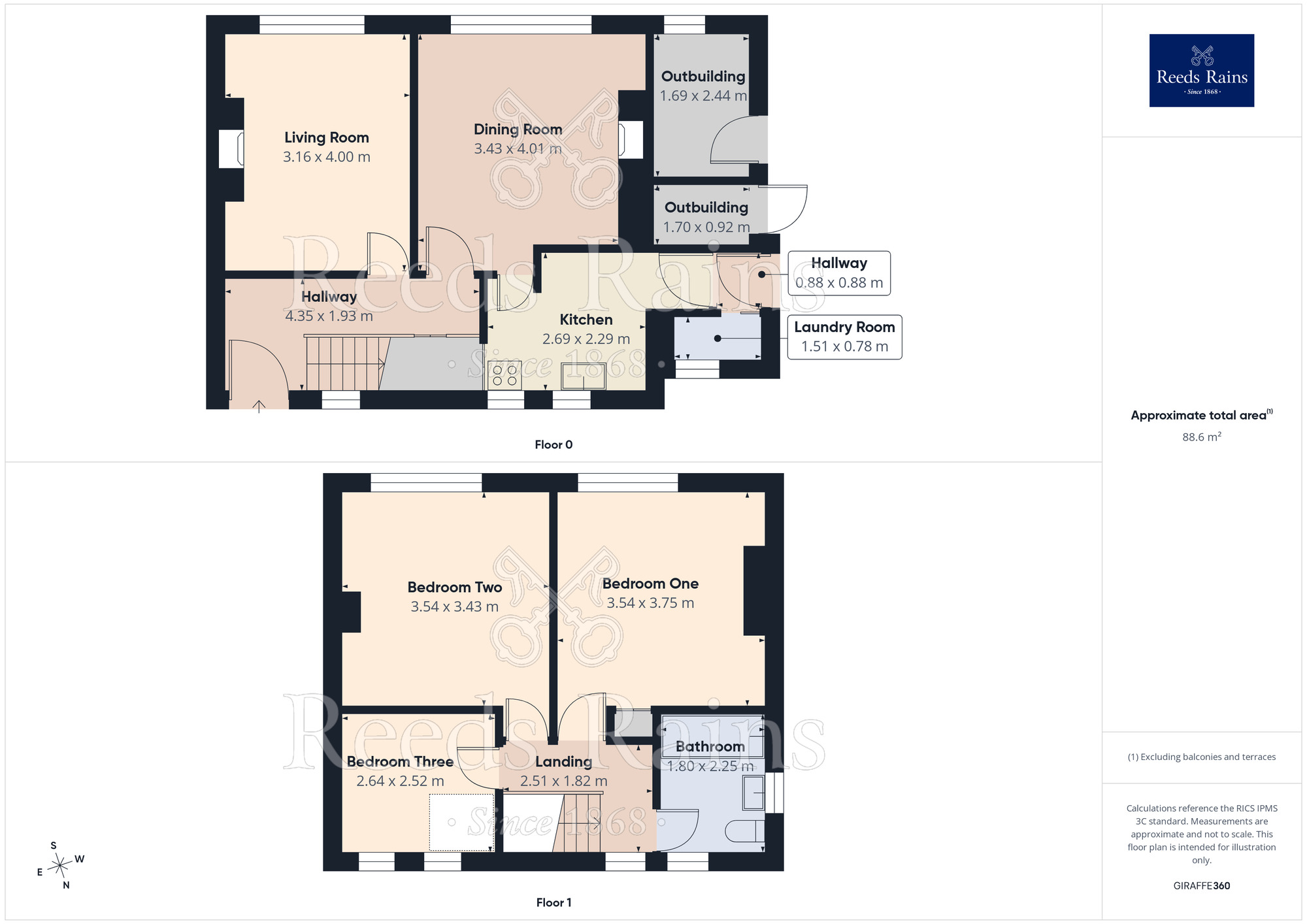 Floorplan of 3 bedroom Semi Detached House for sale, Rowena Drive, Thurcroft, South Yorkshire, S66