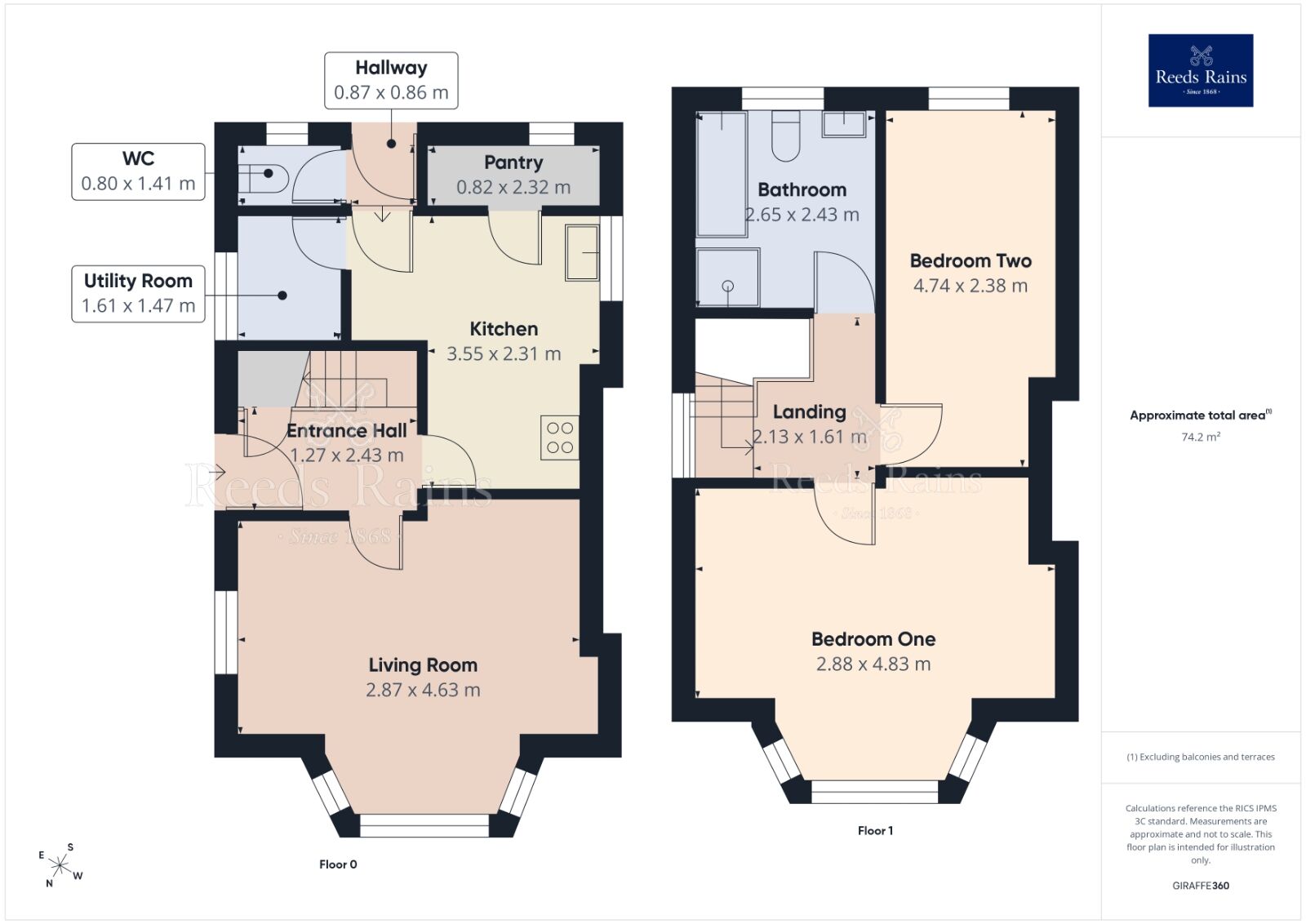 Floorplan of 2 bedroom End Terrace House to rent, Lidgett Lane, Dinnington, South Yorkshire, S25