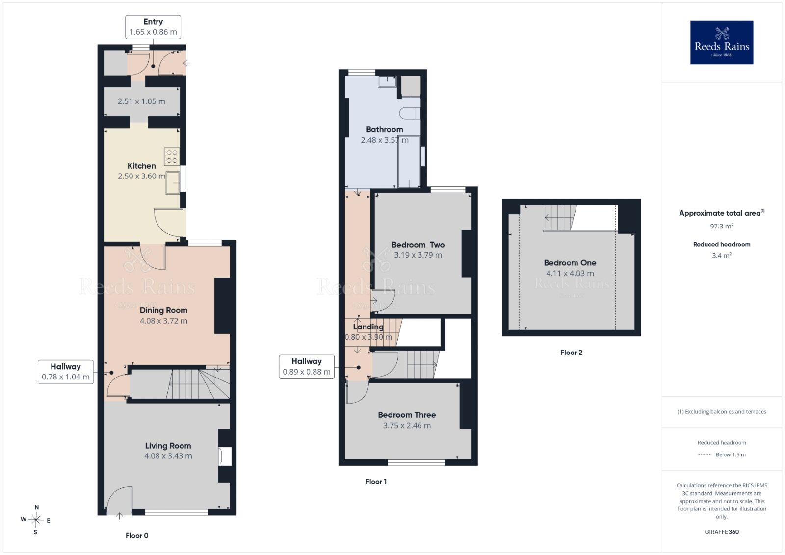 Floorplan of 3 bedroom Mid Terrace House to rent, Lordens Hill, Dinnington, South Yorkshire, S25