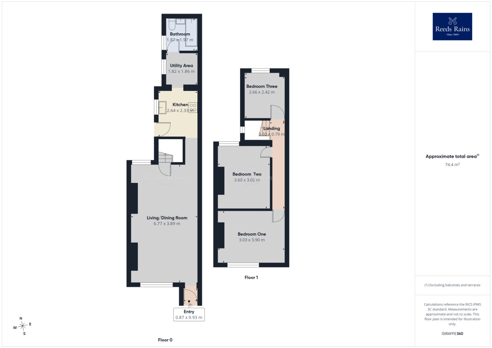Floorplan of 3 bedroom Mid Terrace House to rent, Leicester Road, Dinnington, South Yorkshire, S25