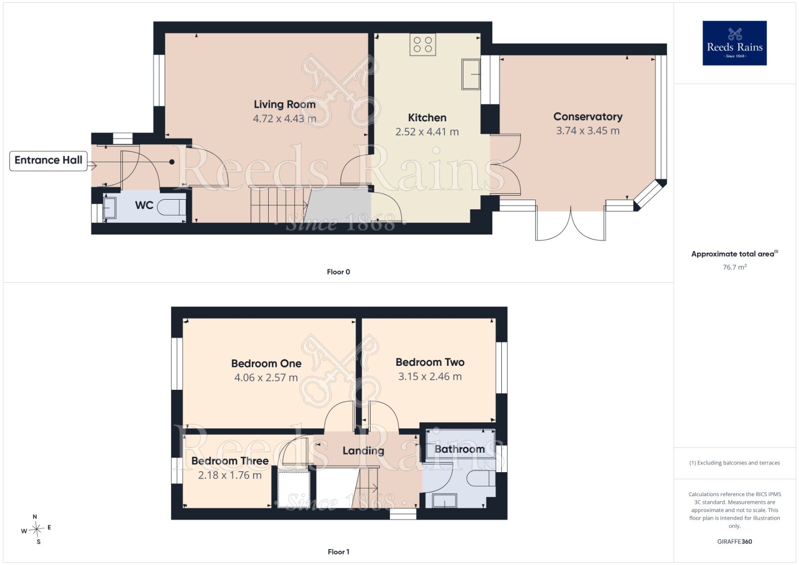 Floorplan of 3 bedroom Semi Detached House for sale, Rainborough Court, Brampton Bierlow, South Yorkshire, S63