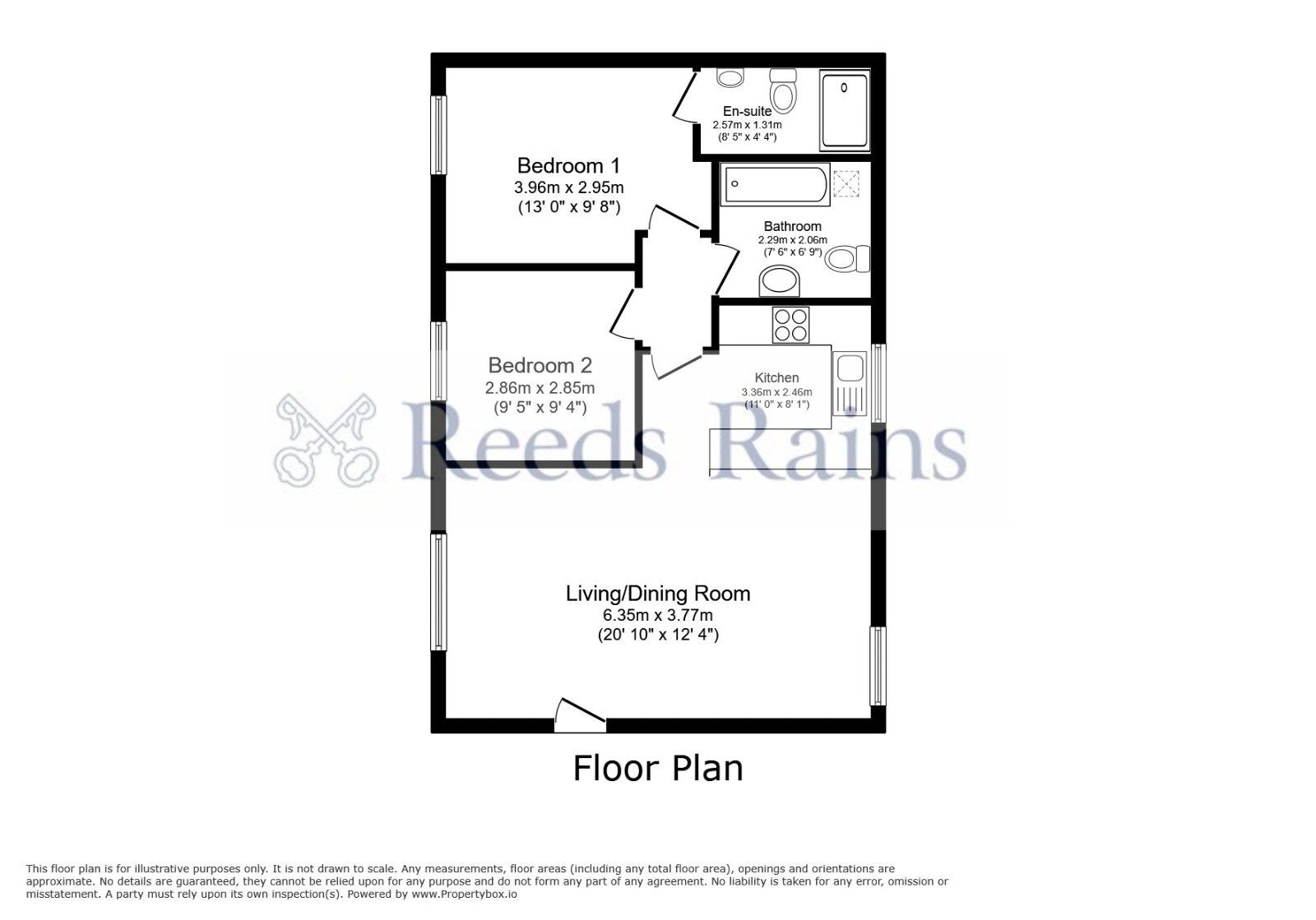 Floorplan of 2 bedroom Flat to rent, Barleycroft Lane, Dinnington, South Yorkshire, S25