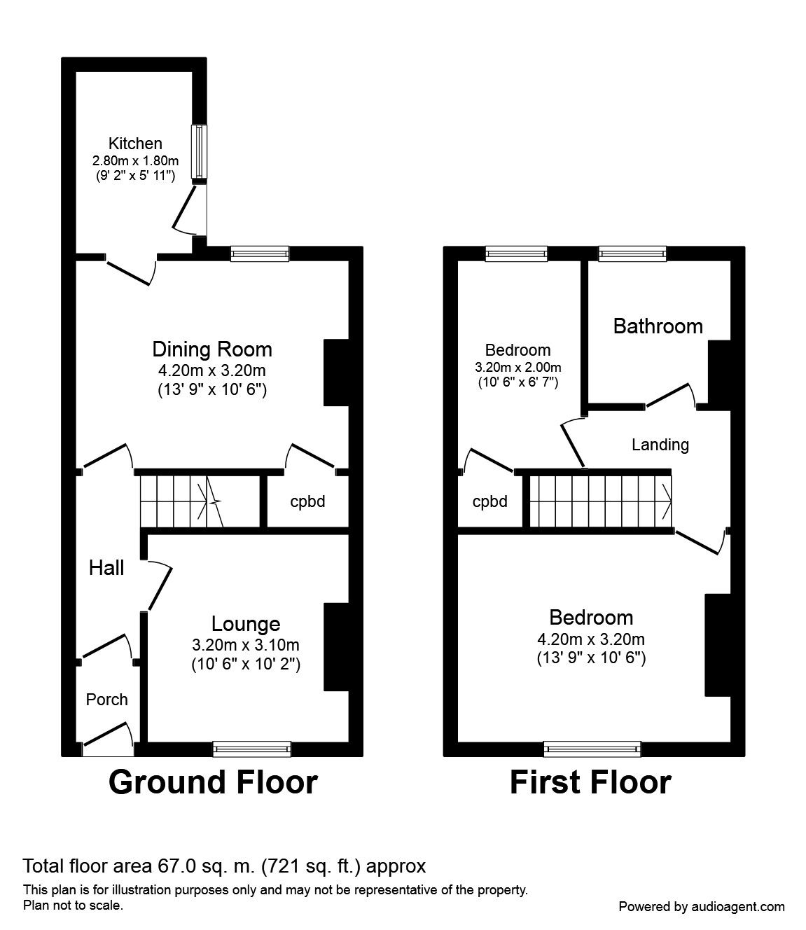 Floorplan of 2 bedroom Mid Terrace House to rent, George Street, Darlington, County Durham, DL1