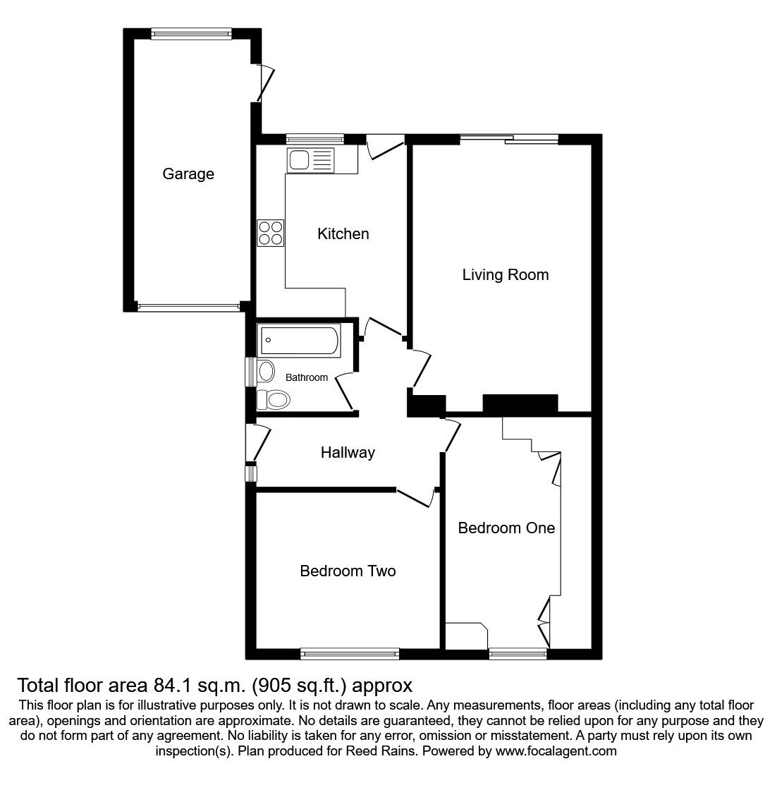 Floorplan of 2 bedroom Detached Bungalow for sale, Churchfield Road, Eccleshall, Stafford, ST21