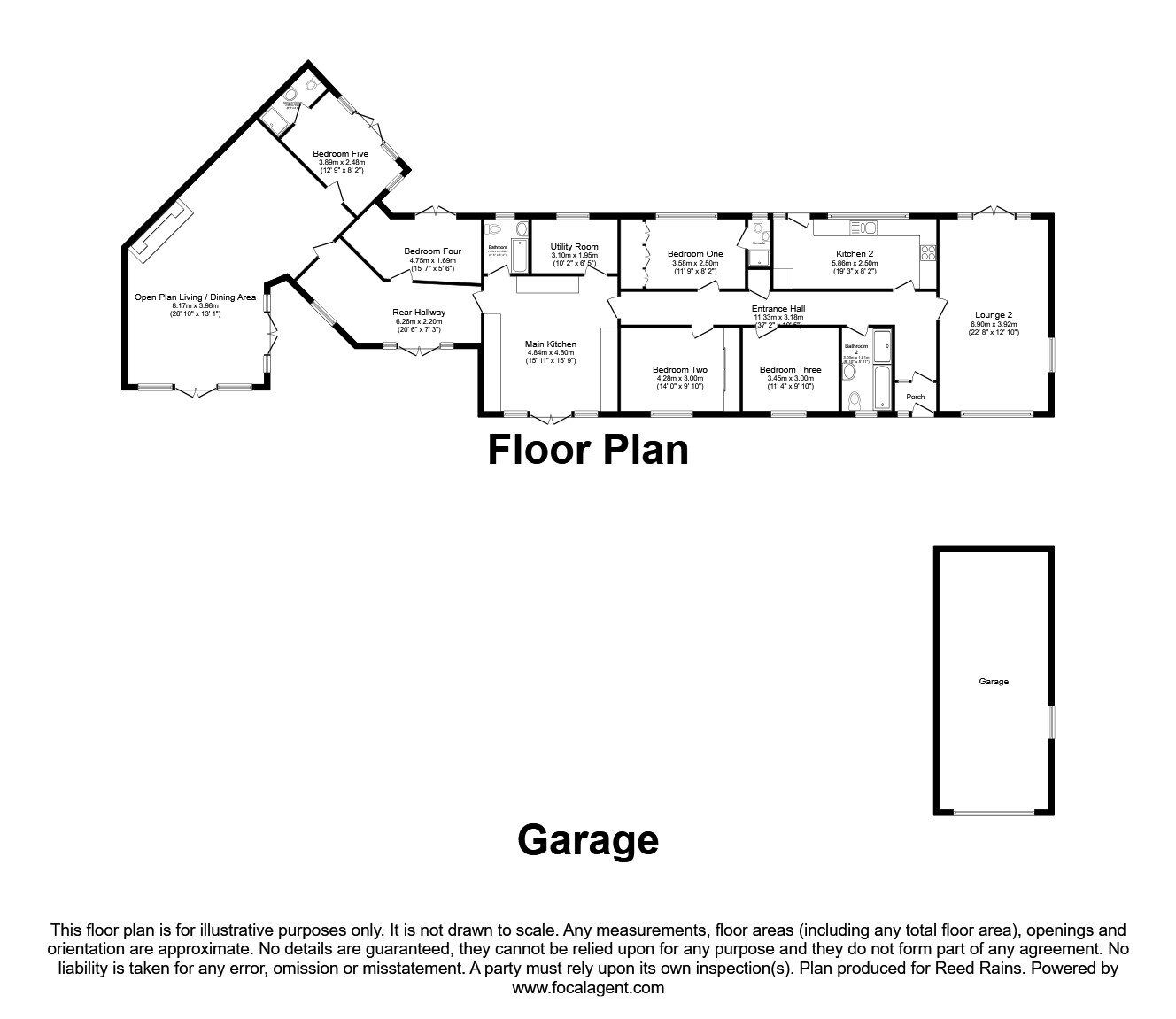Floorplan of 5 bedroom Detached Bungalow for sale, Whitgreave Lane, Great Bridgeford, Staffordshire, ST18