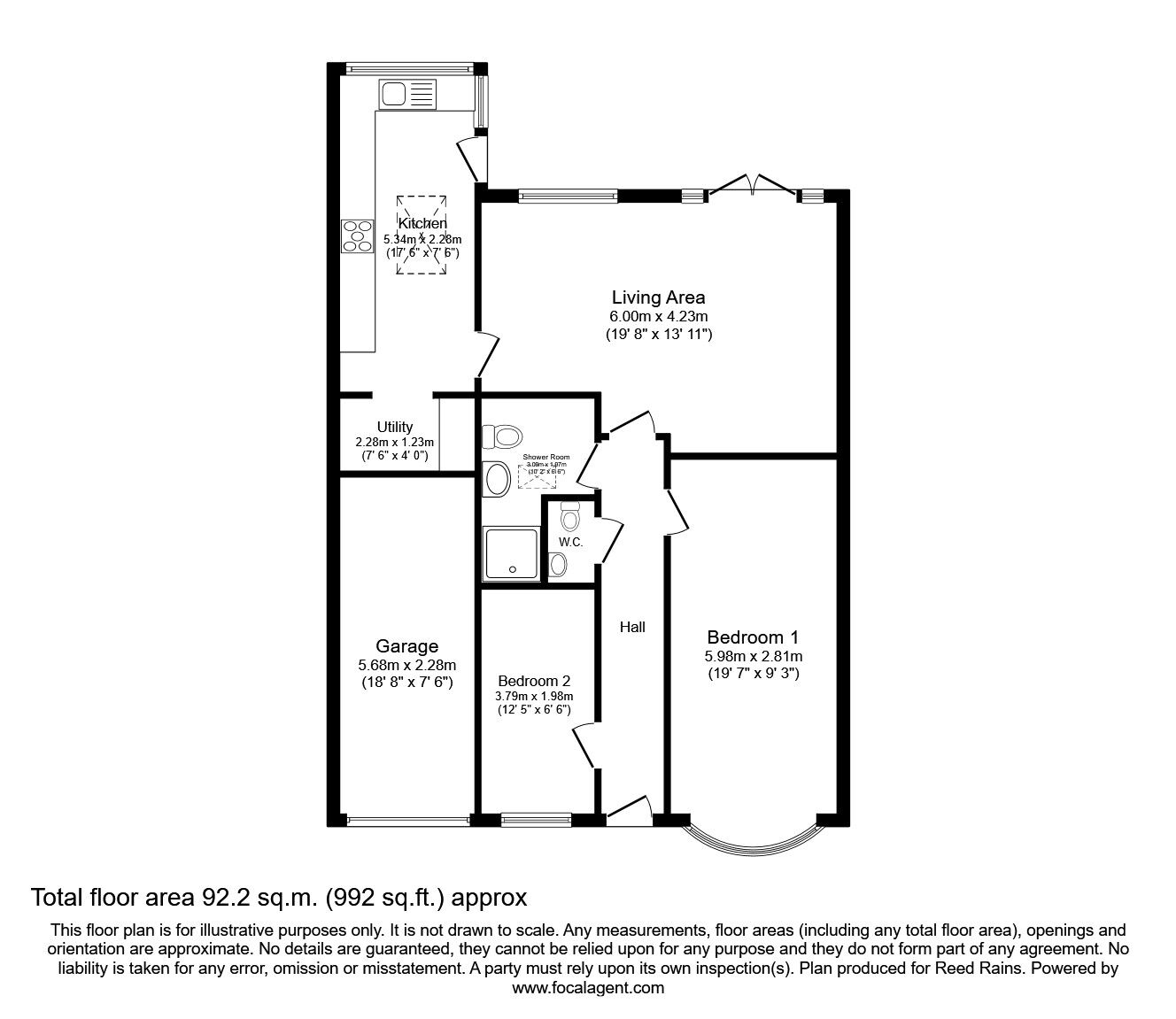 Floorplan of 2 bedroom Detached Bungalow for sale, Green Park, Eccleshall, Staffordshire, ST21