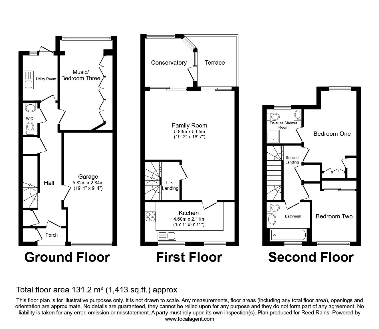 Floorplan of 3 bedroom Mid Terrace House for sale, Waterside Court, Gnosall, Staffordshire, ST20