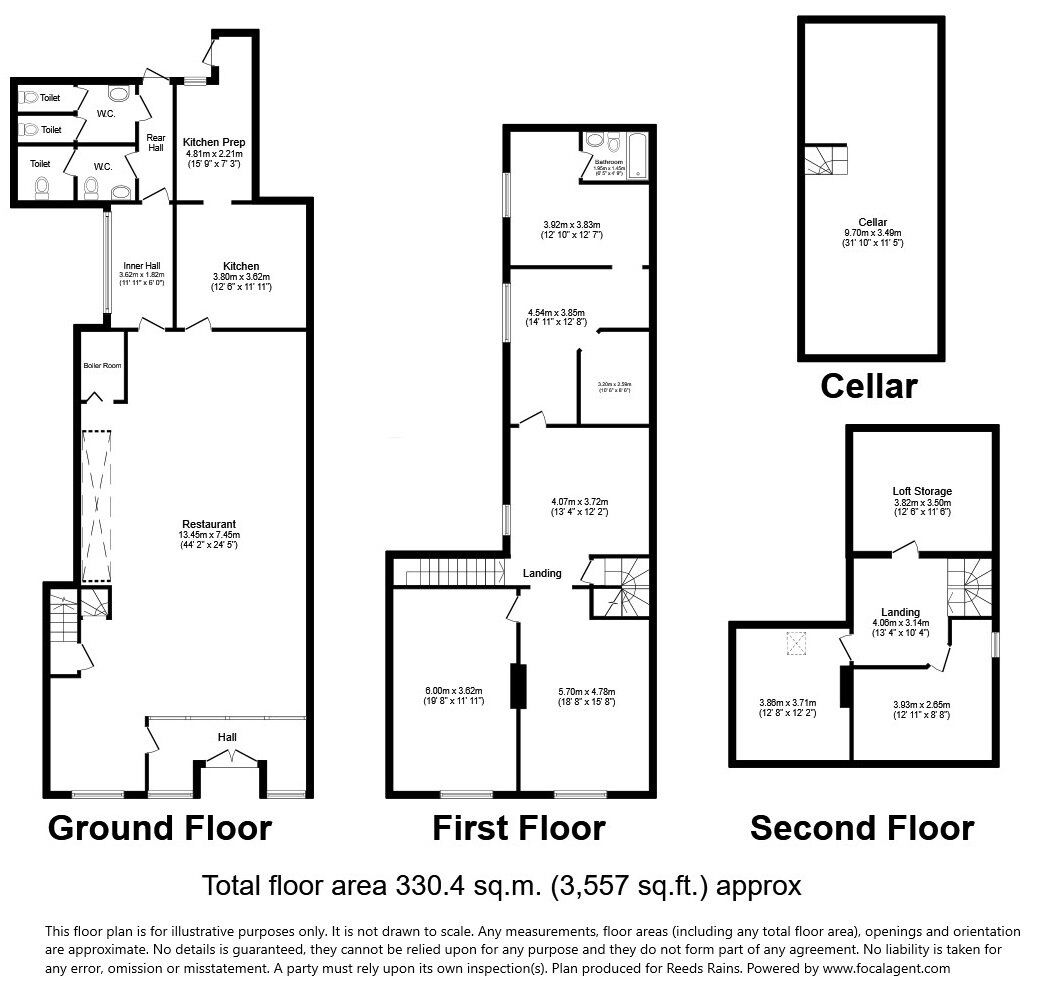 Floorplan of 3 bedroom Mid Terrace House for sale, High Street, Eccleshall, Staffordshire, ST21
