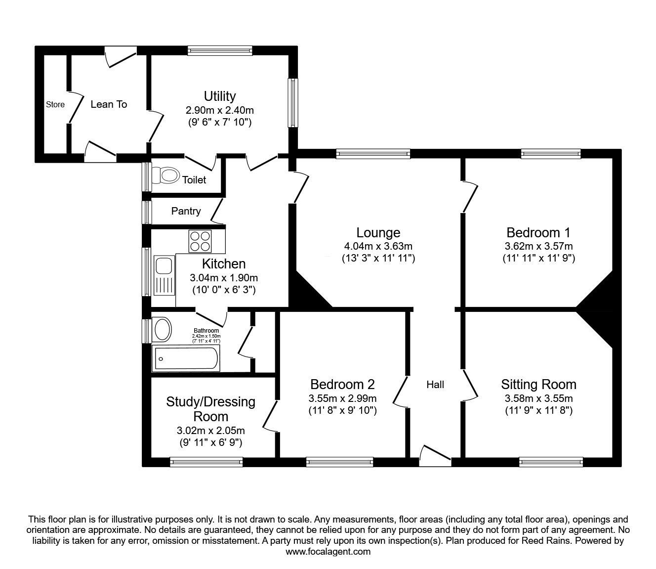 Floorplan of 2 bedroom Semi Detached Bungalow for sale, The Bungalows, Stafford, Staffordshire, ST20