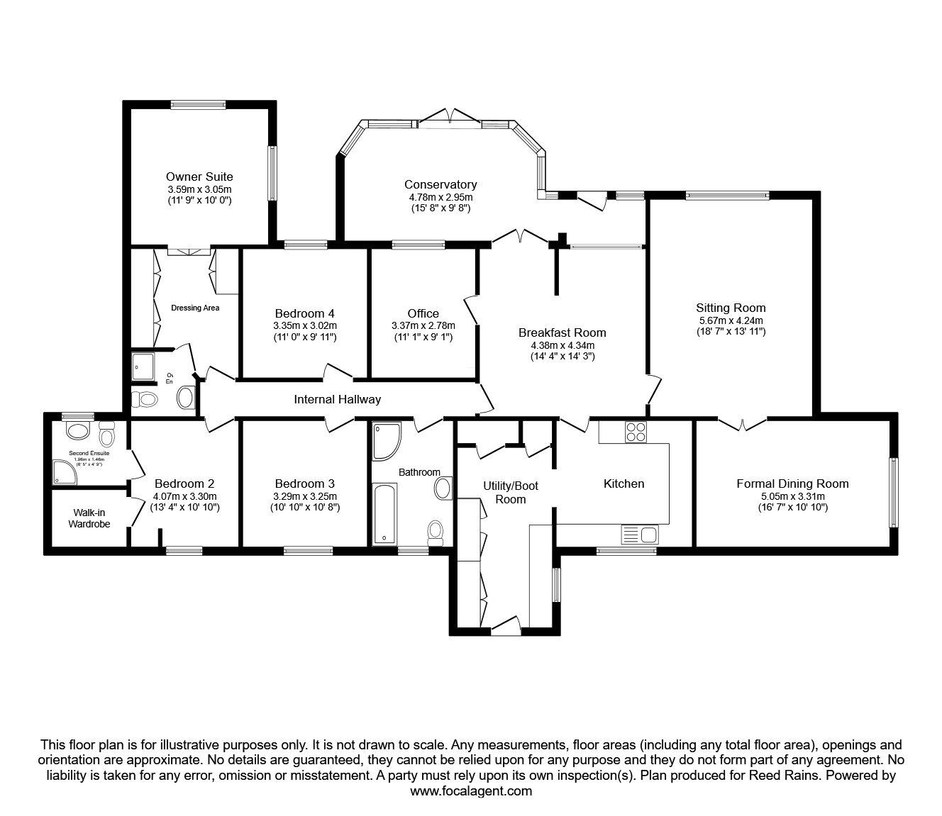 Floorplan of 4 bedroom Detached Bungalow for sale, Pinewood Road, Ashley Heath, Staffordshire, TF9