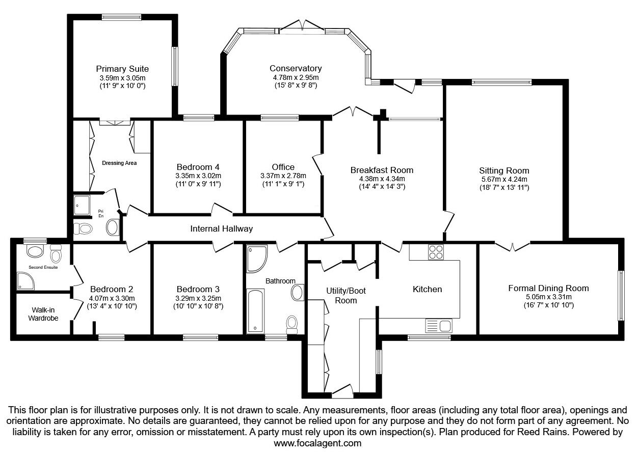 Floorplan of 4 bedroom Detached Bungalow for sale, Pinewood Road, Ashley Heath, Staffordshire, TF9