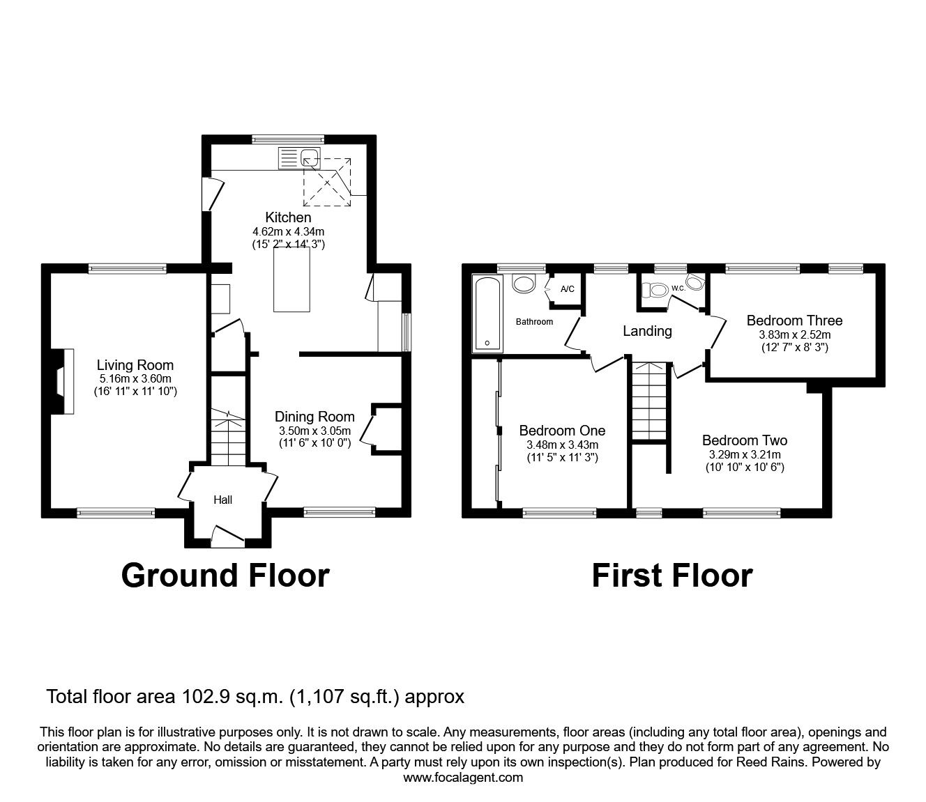 Floorplan of 3 bedroom Semi Detached House for sale, Southwell Estate, Eccleshall, Staffordshire, ST21