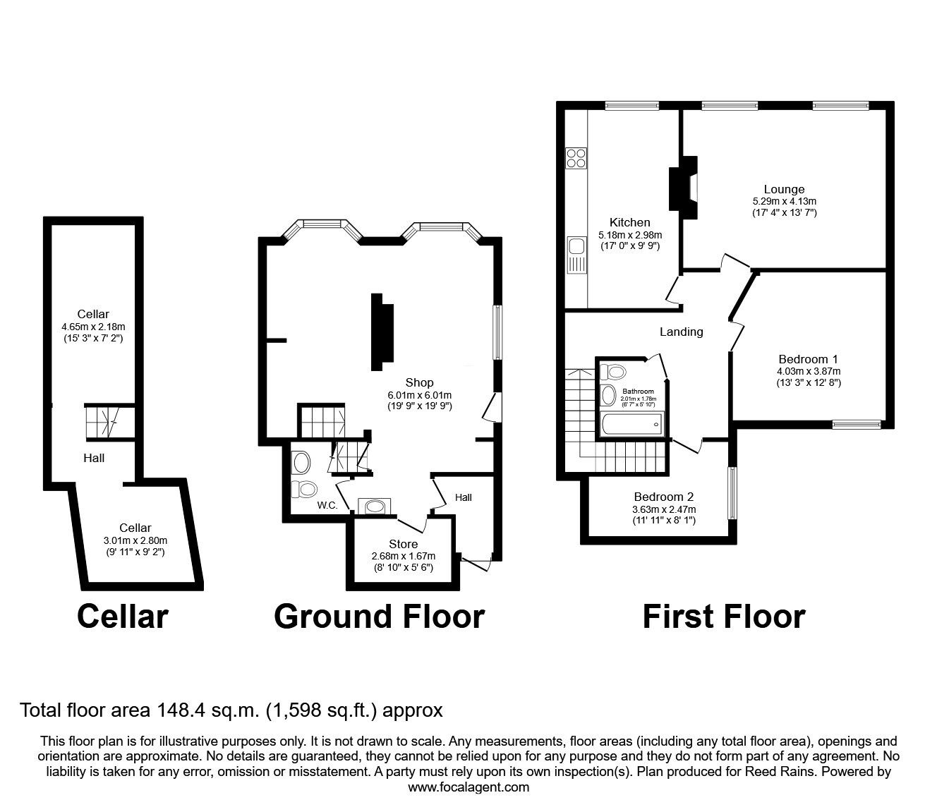 Floorplan of 2 bedroom End Terrace House for sale, High Street, Eccleshall, Staffordshire, ST21