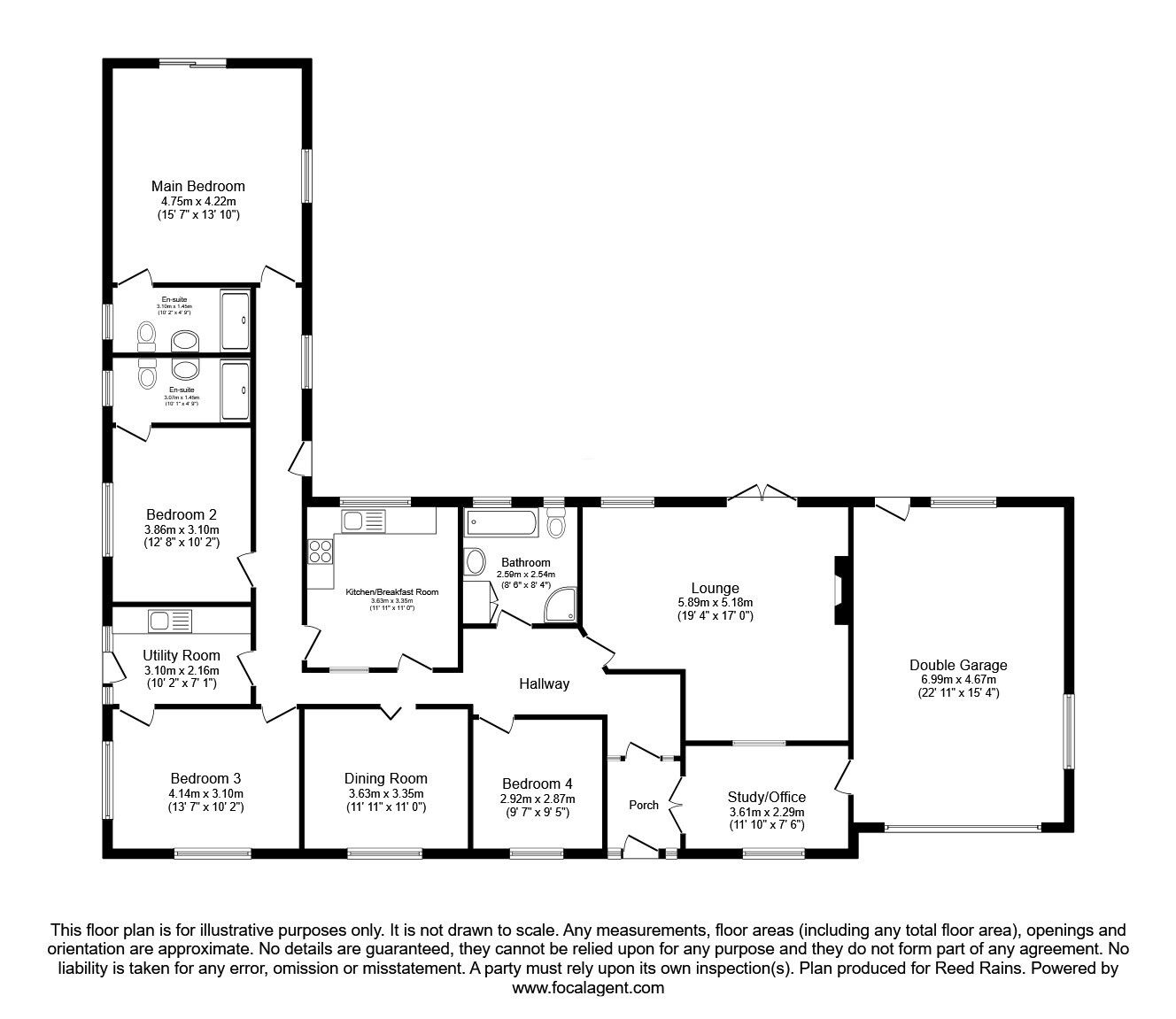 Floorplan of 4 bedroom Detached Bungalow for sale, Pinewood Drive, Ashley Heath, Staffordshire, TF9